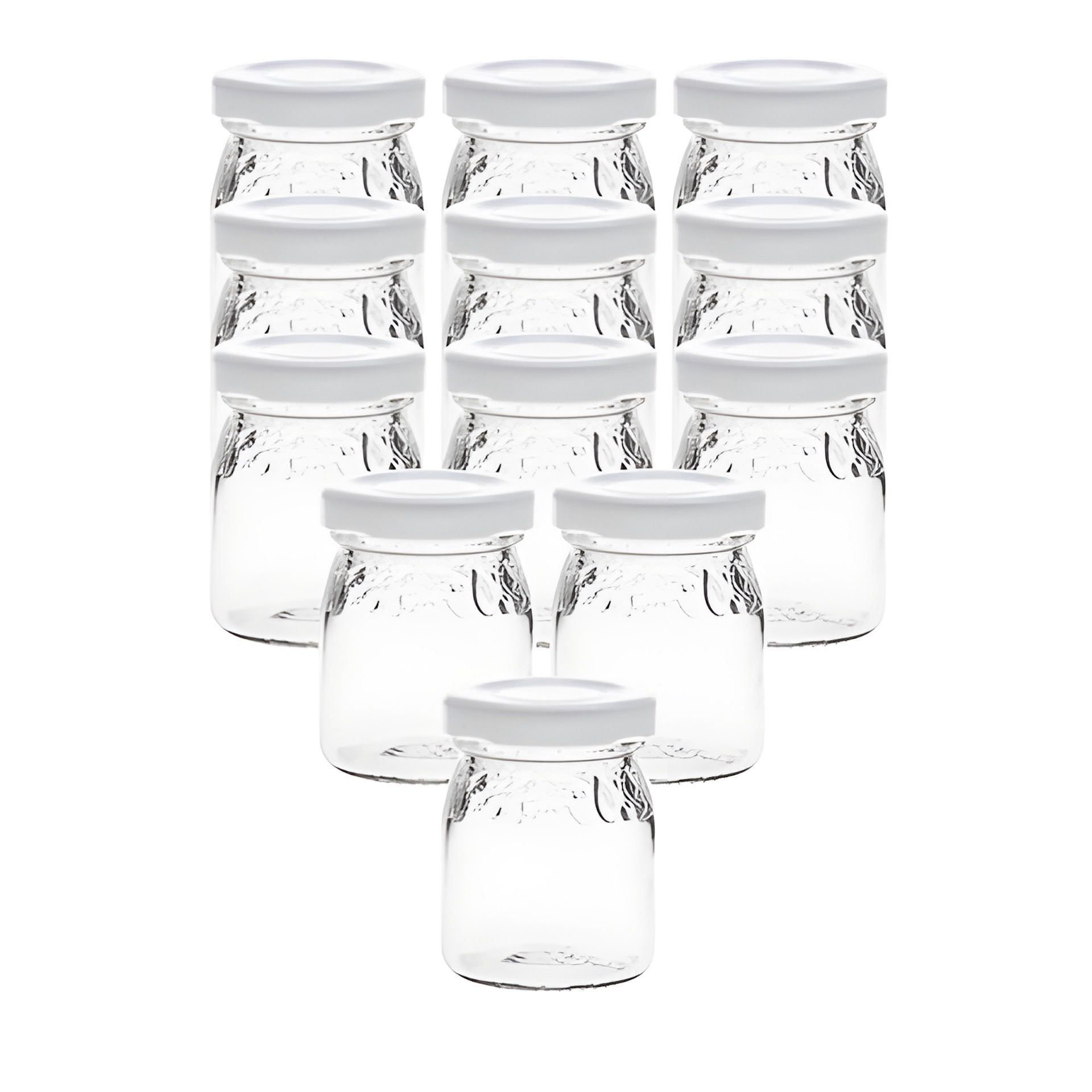 12er Set Schmuckglas 'Fruchtdekor' 50 ml mit Deckel weiß