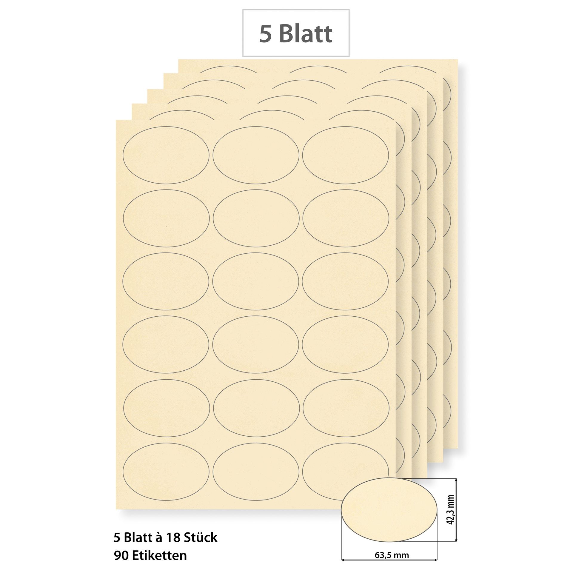 Steffis Etiketten 63,5 x 42,3 mm creme - 5 Blatt A4