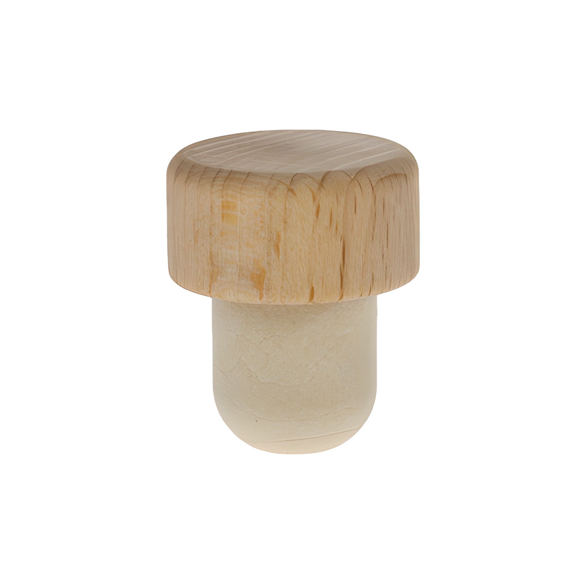 PE-Stopfen 19 mm gespritzt mit Holzscheibe Ø 29 mm