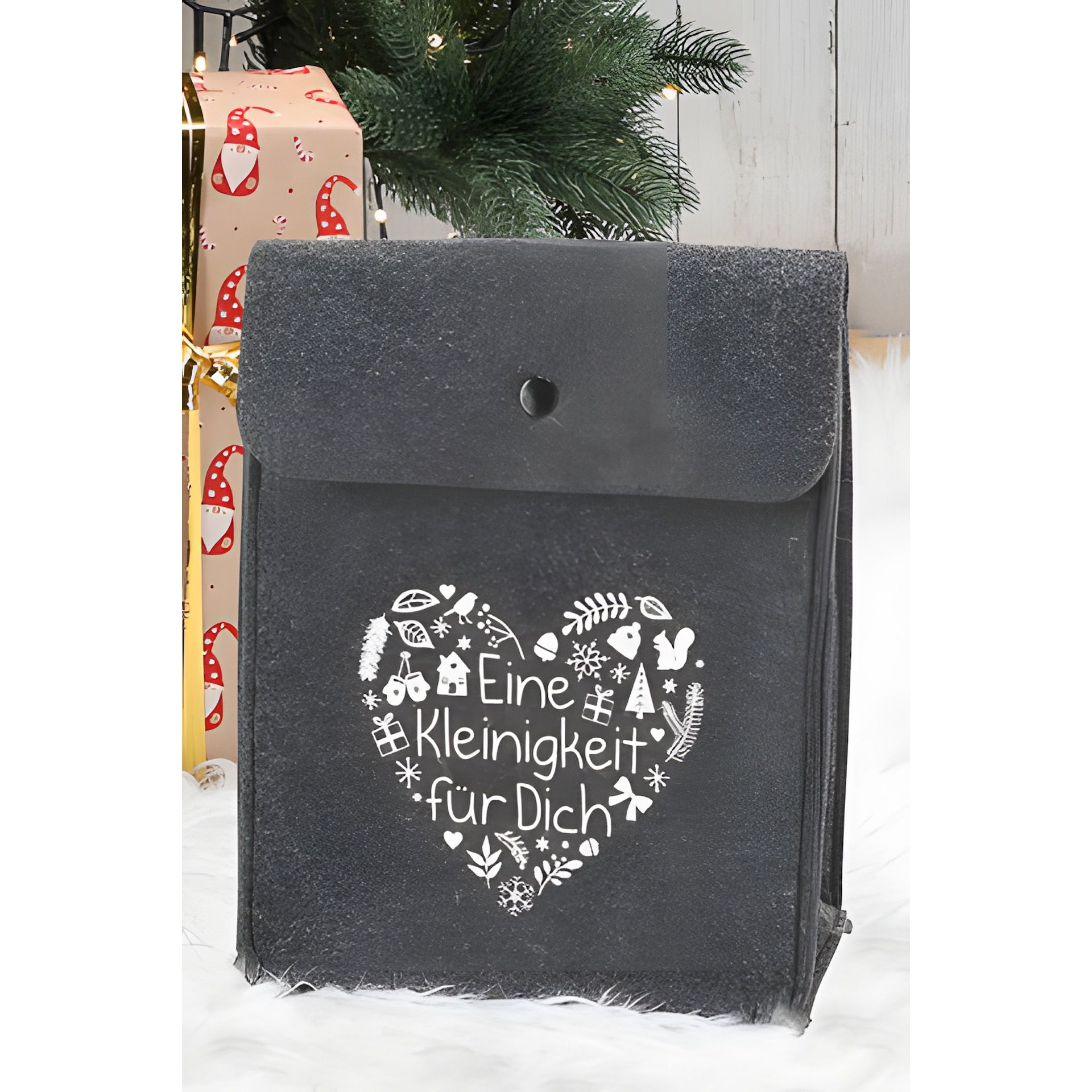 Geschenktasche mit Druckknopf, 20 x 25 cm, anthrazit