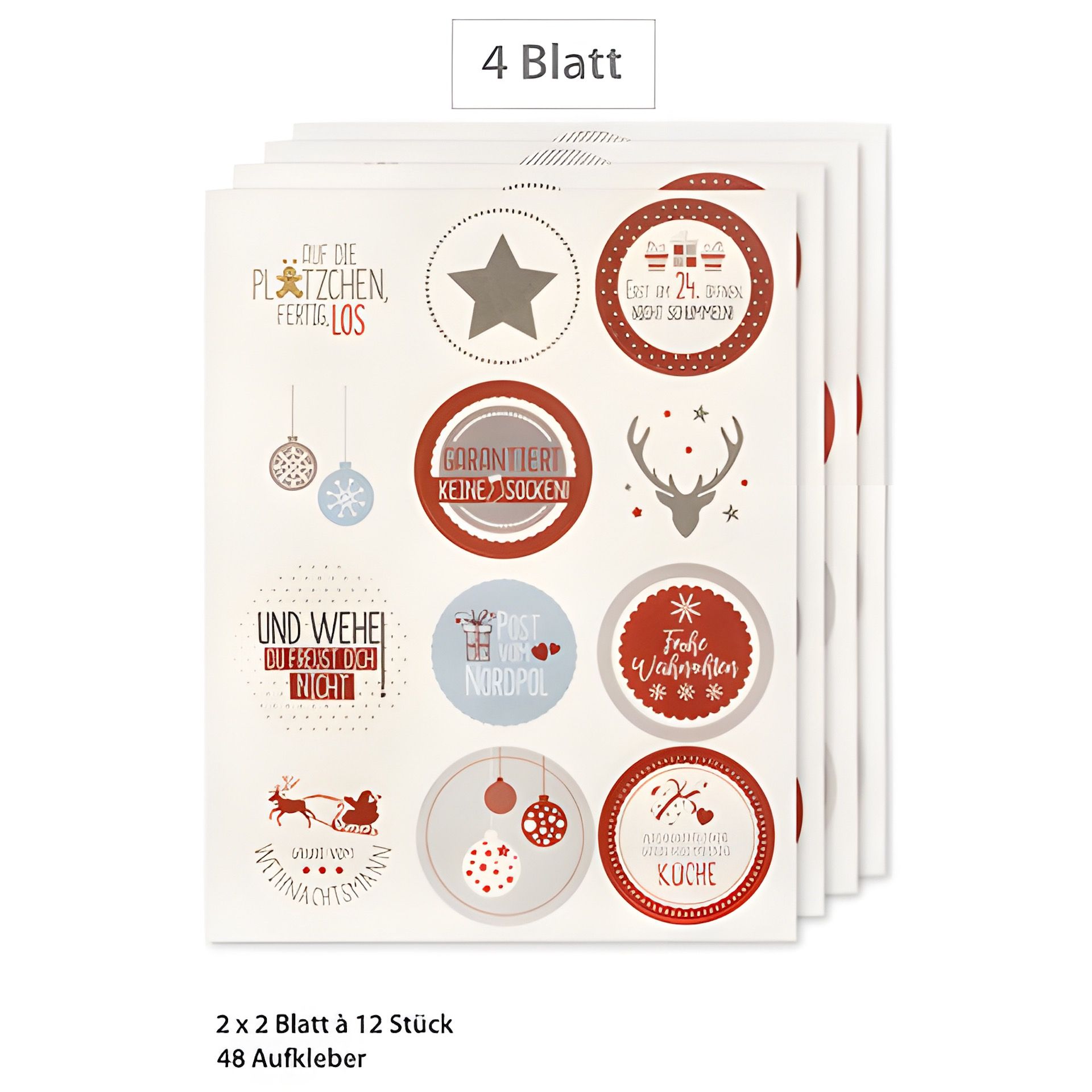 Rund-Sticker 'Weihnachten' Ø 4,5 cm, 48-teilig