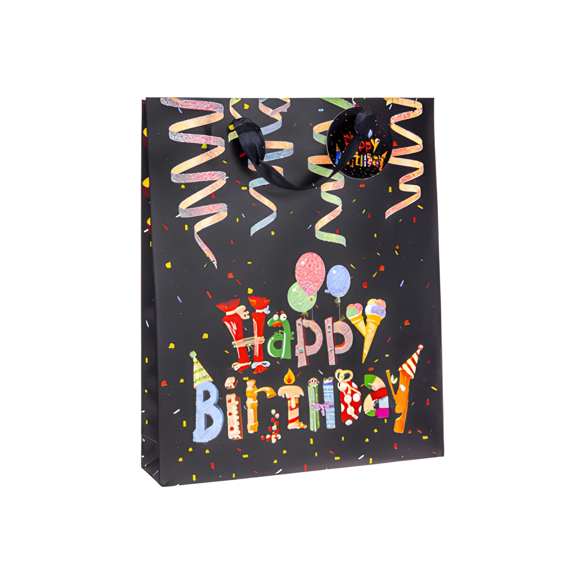 Geschenktüte 'Happy Birthday mit Glitzer', mittel