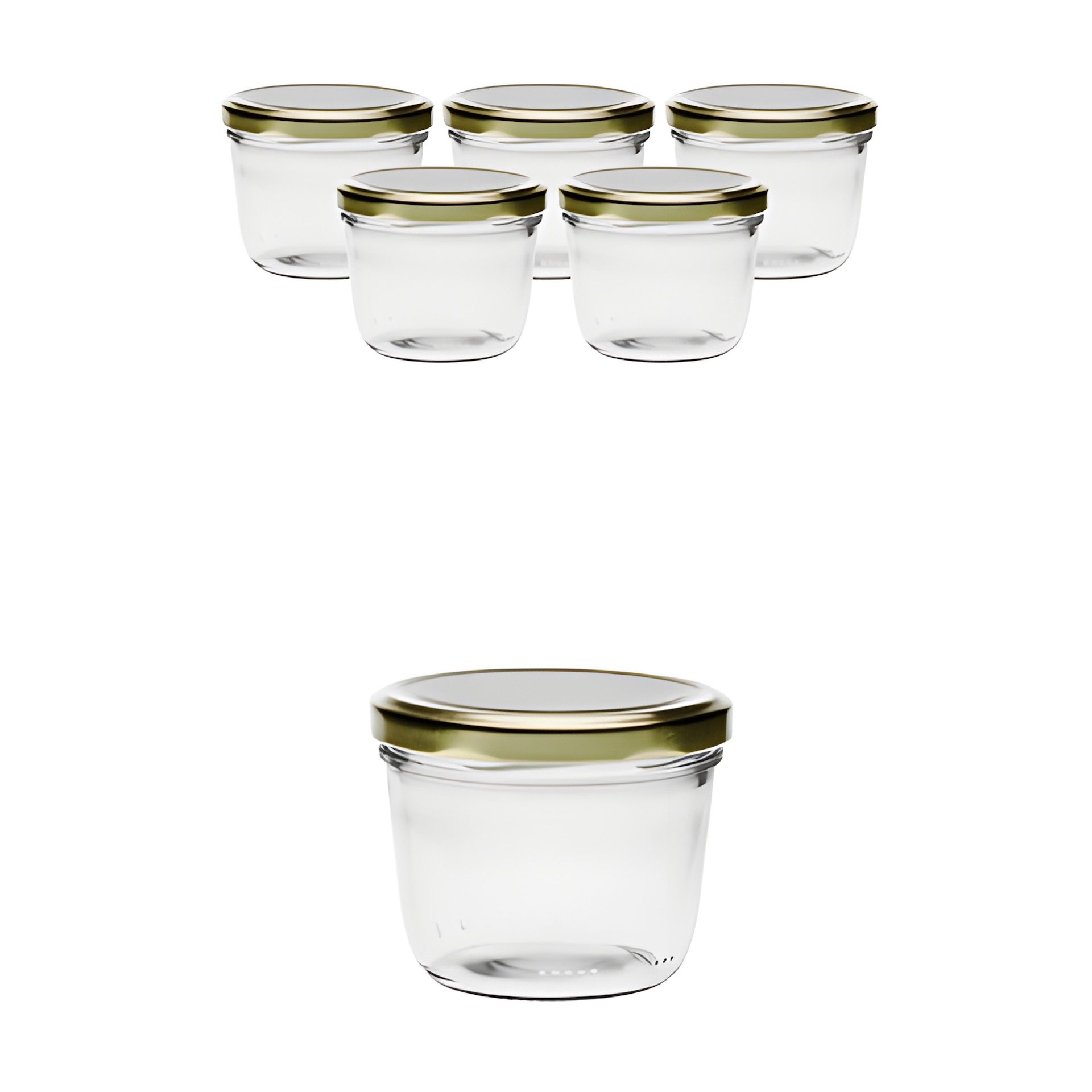 6er Set Sturzglas 230 ml mit Deckel gold