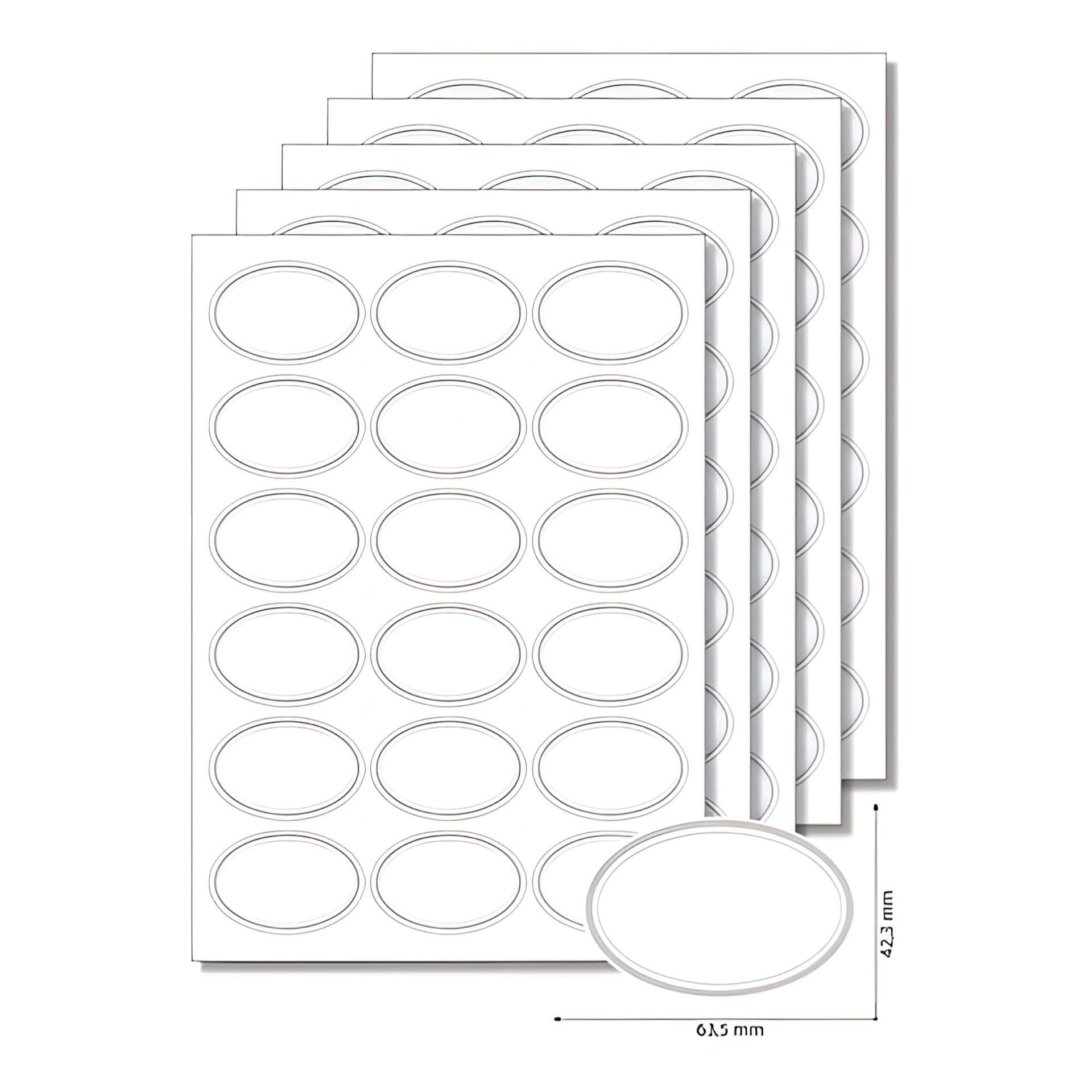 Etiketten oval 'Silberner Rahmen' -  5 Blatt A4