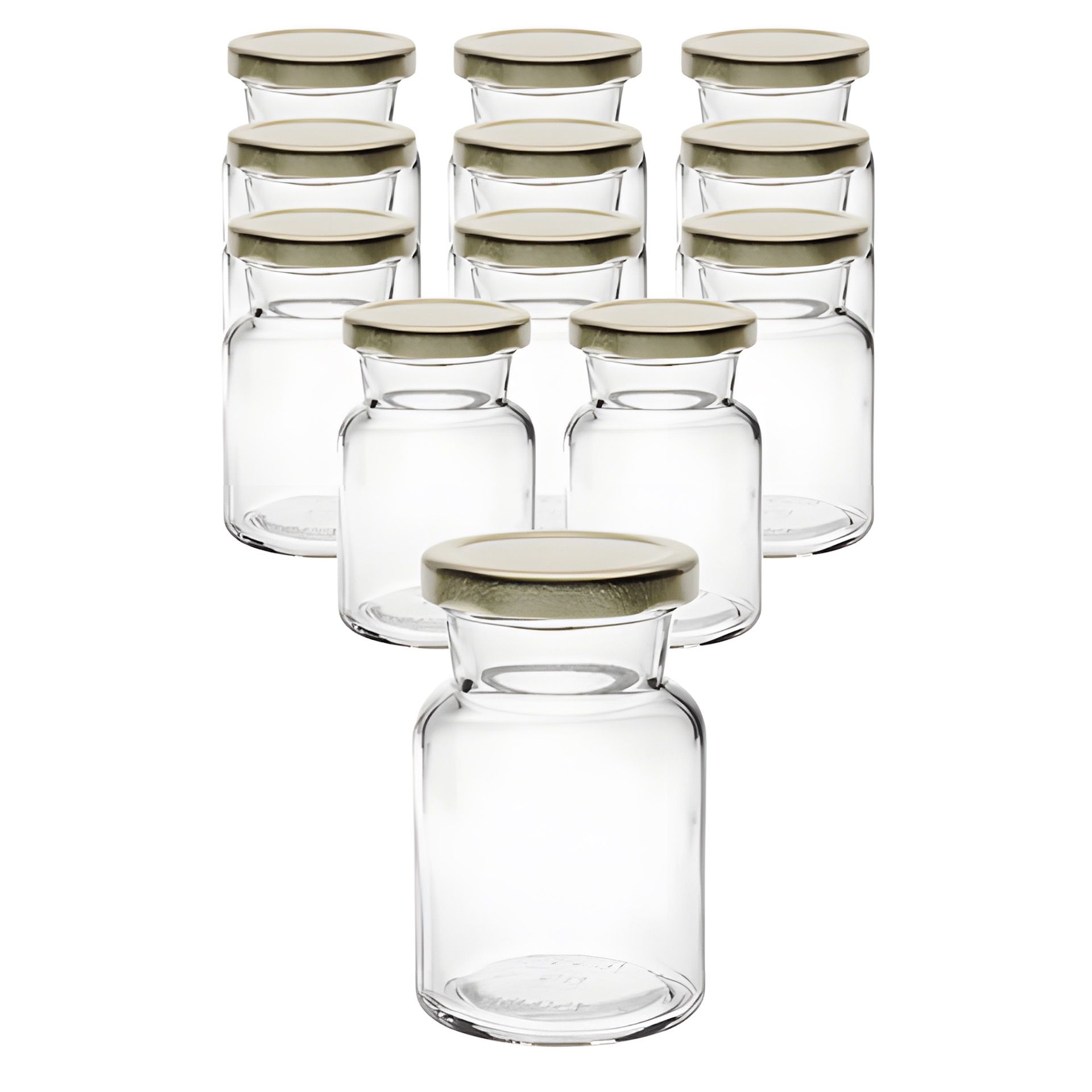 12er Set Rundglas 150 ml mit Deckel gold