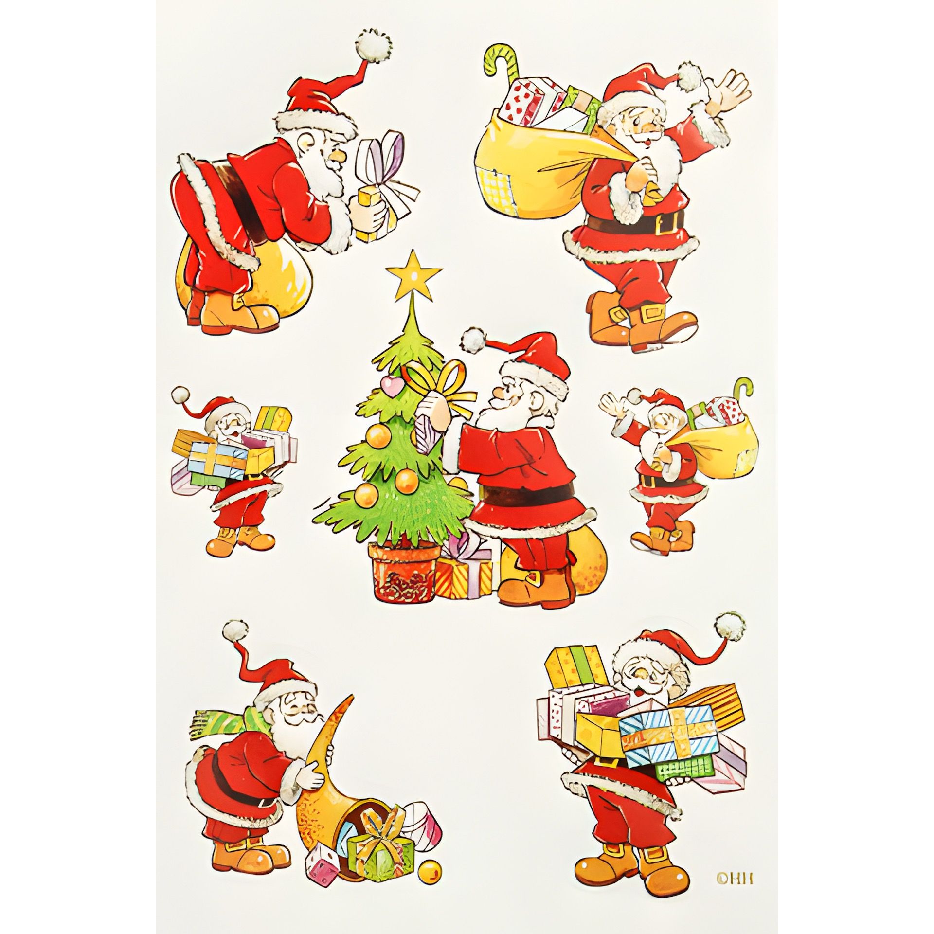 Deko-Aufkleber 'Weihnachtsmann mit Geschenke'