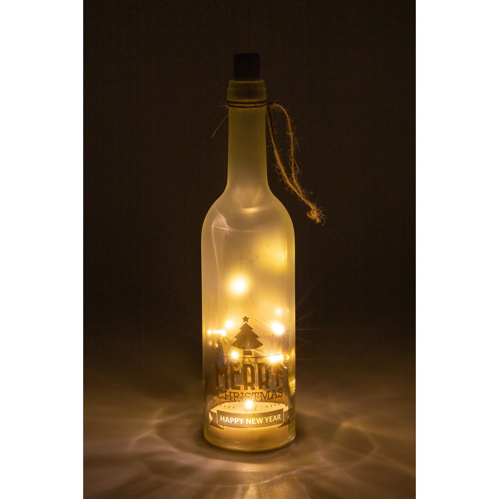Deko-Flaschenlampe 'Merry Christmas' 30 cm, 10 LEDs