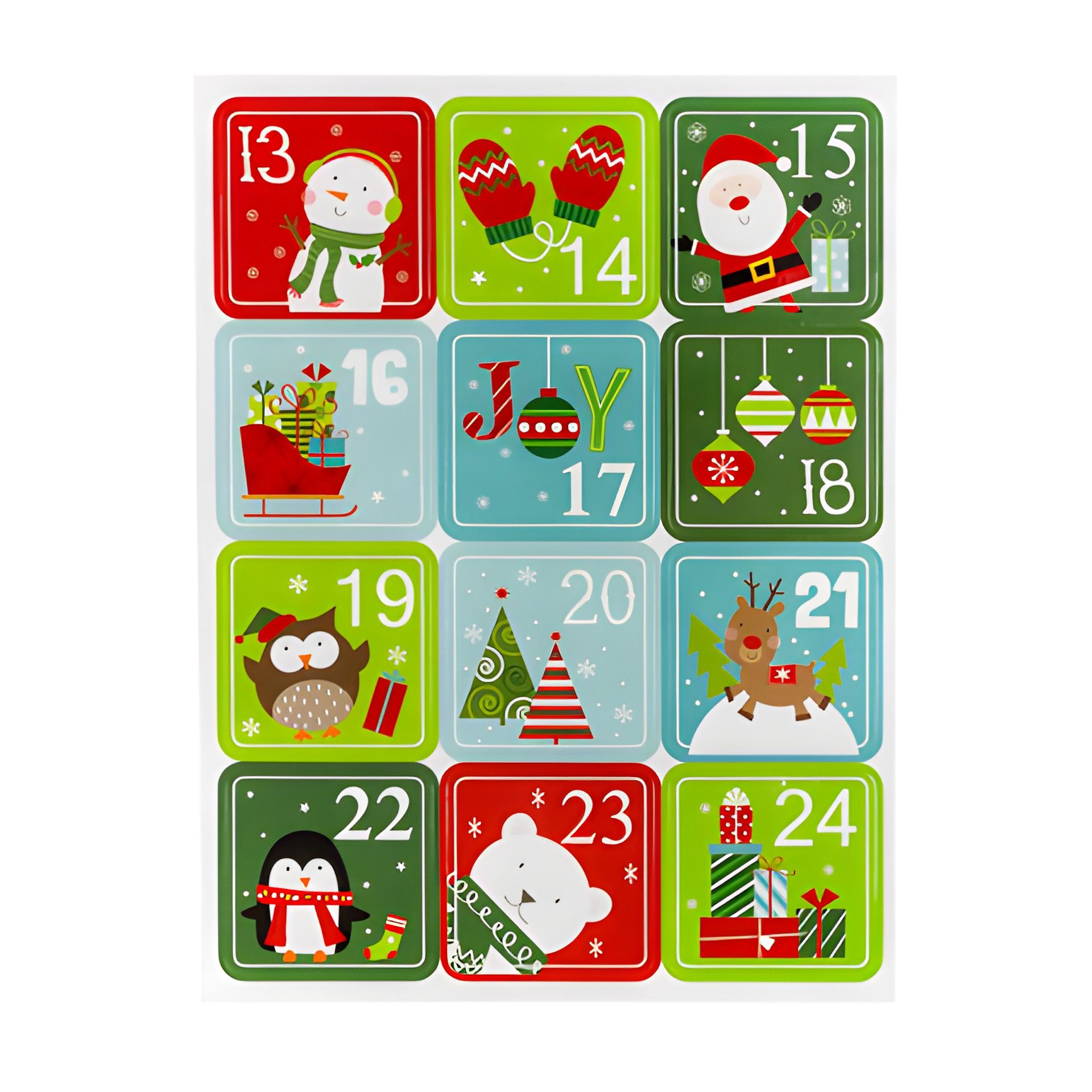 Adventskalender-Zahlen Weihnachtsmotive, 24 Stück