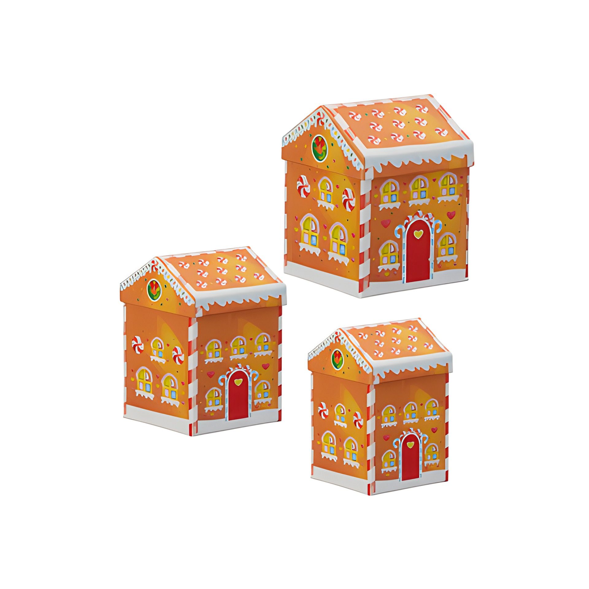 Geschenkboxen 'Lebkuchenhaus', 3 Stück