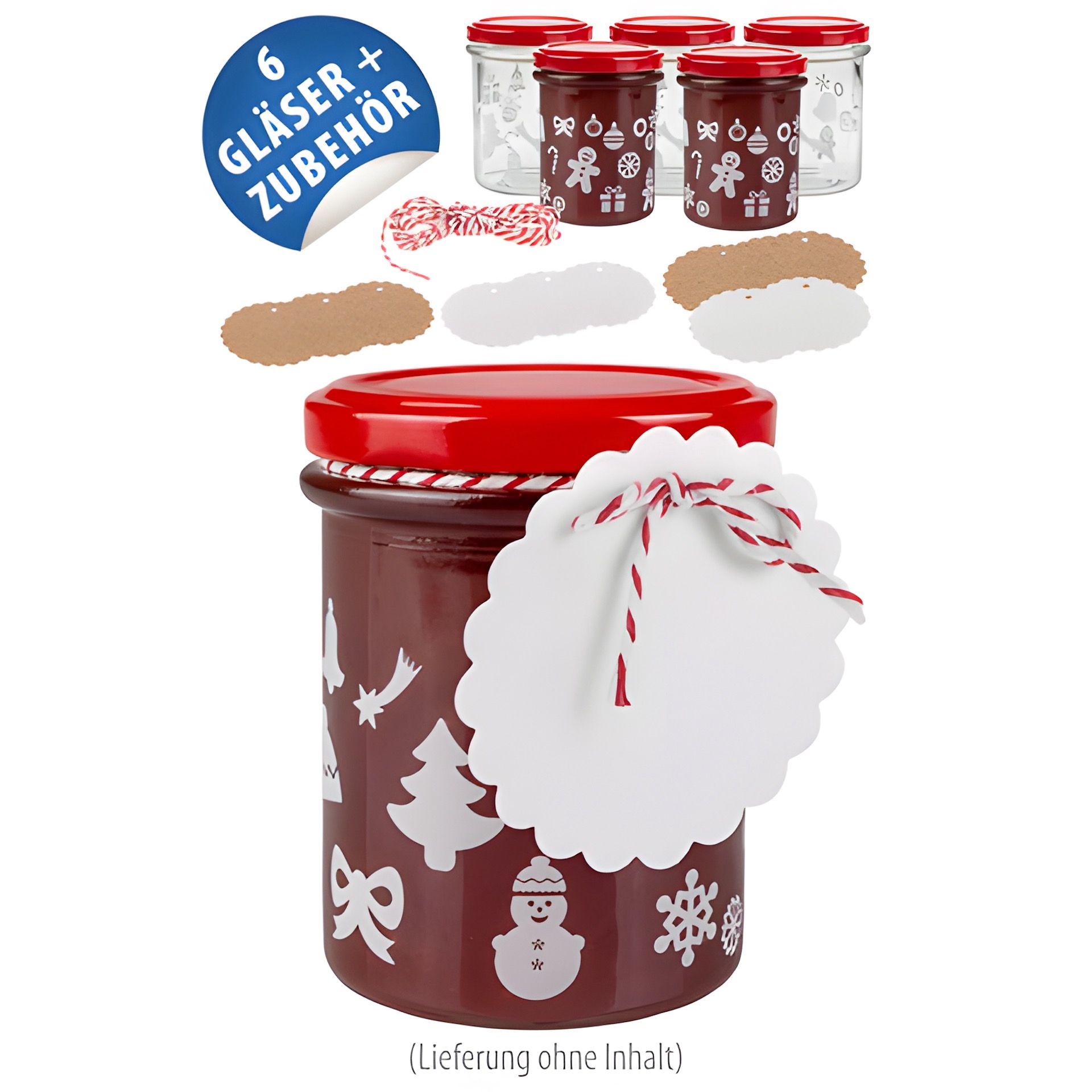 Weihnachtsglas 'Wintermotiv', 6er Set