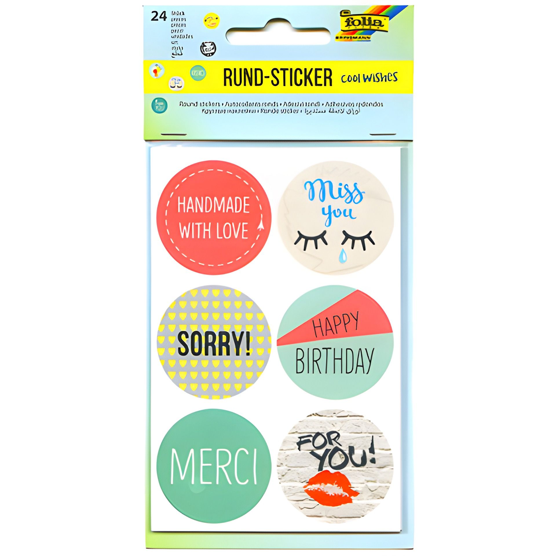 Rund-Sticker 'Cool Wishes' Ø 4 cm, 24 Stück