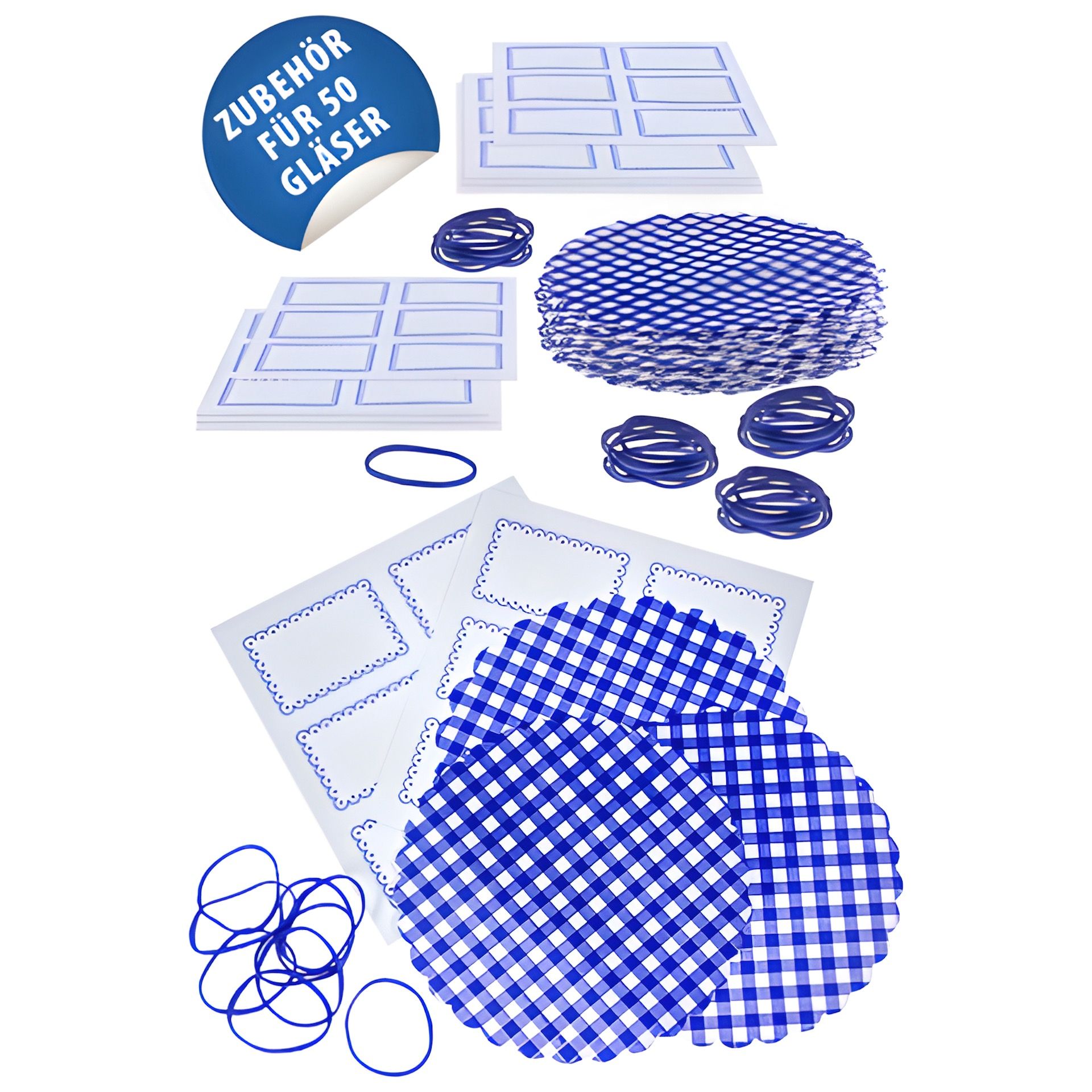 Deckchen-Set  Ø 150 mm blau kariert, 5 Stück