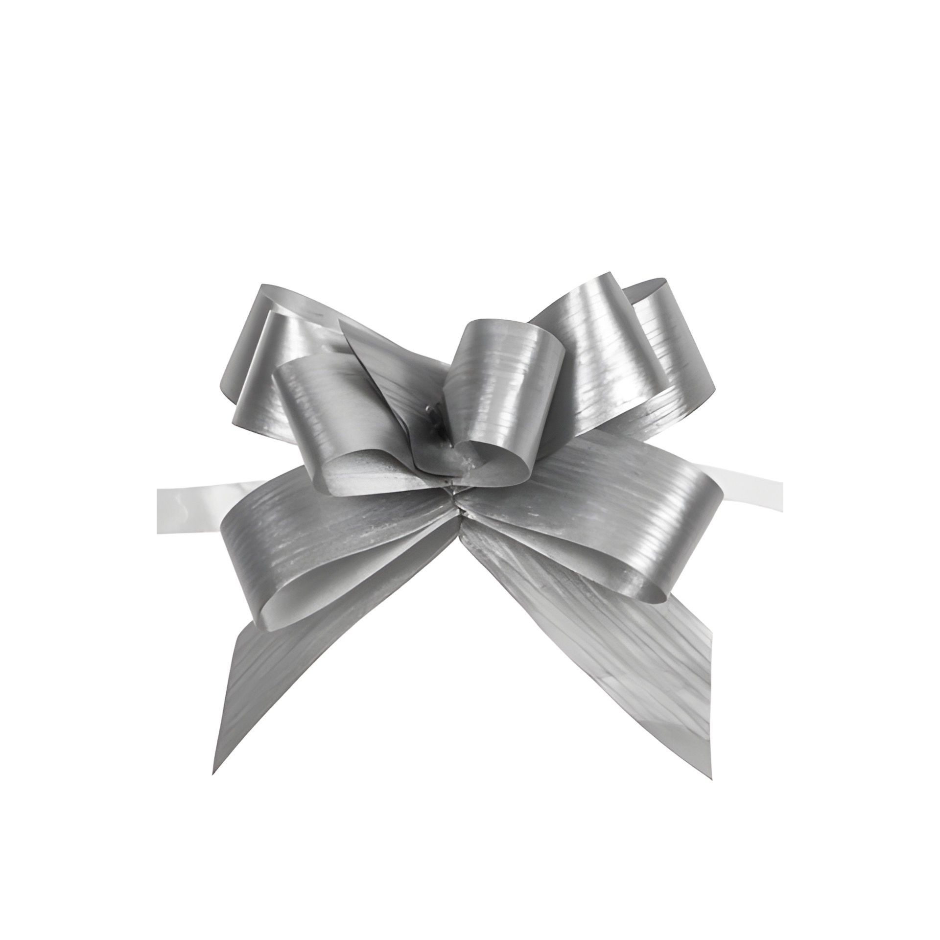 Ziehschleife Paperlook metallic ca. 50 mm, silber, 100 Stück