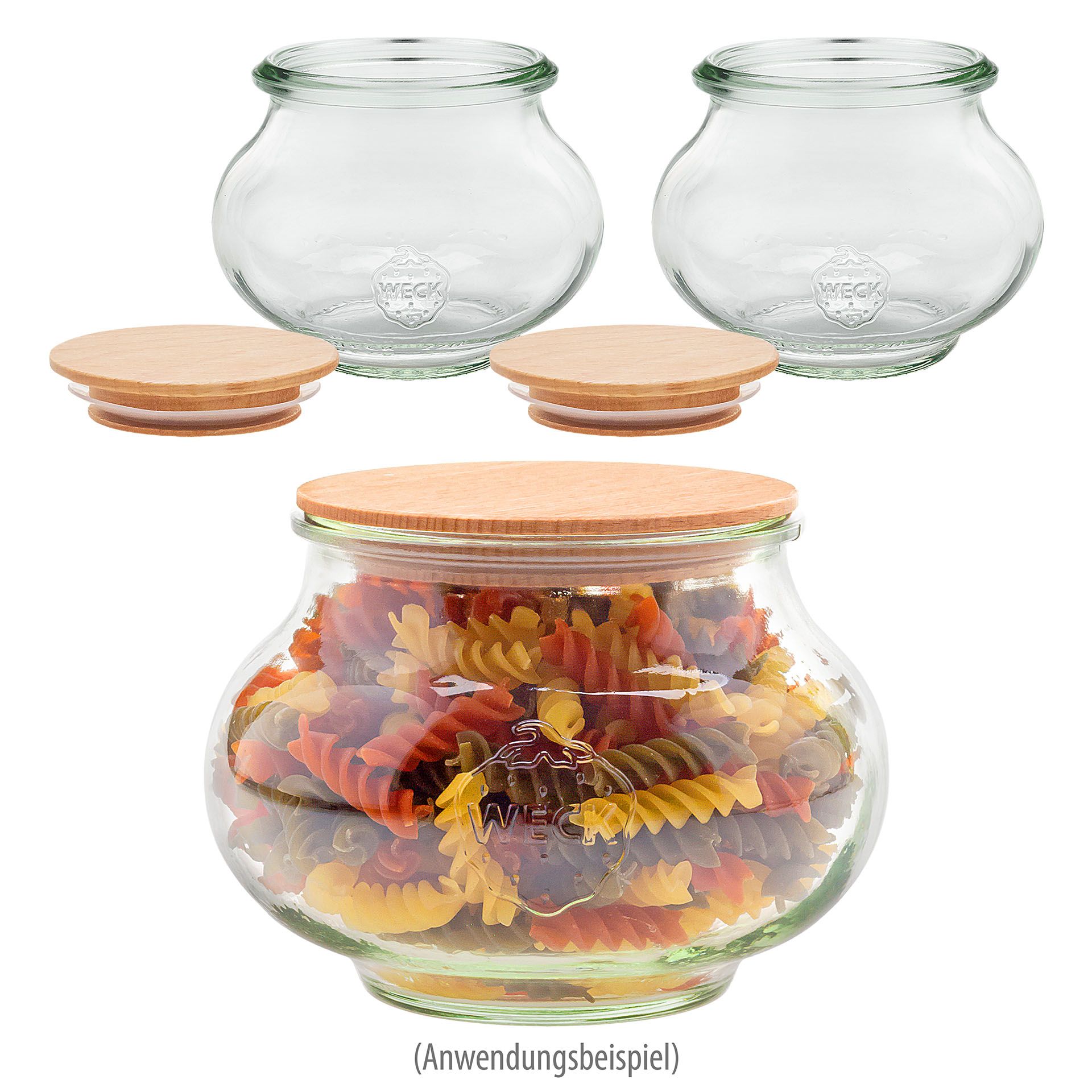 WECK-Schmuckglas 1062 ml mit Holzdeckel, 3er Set