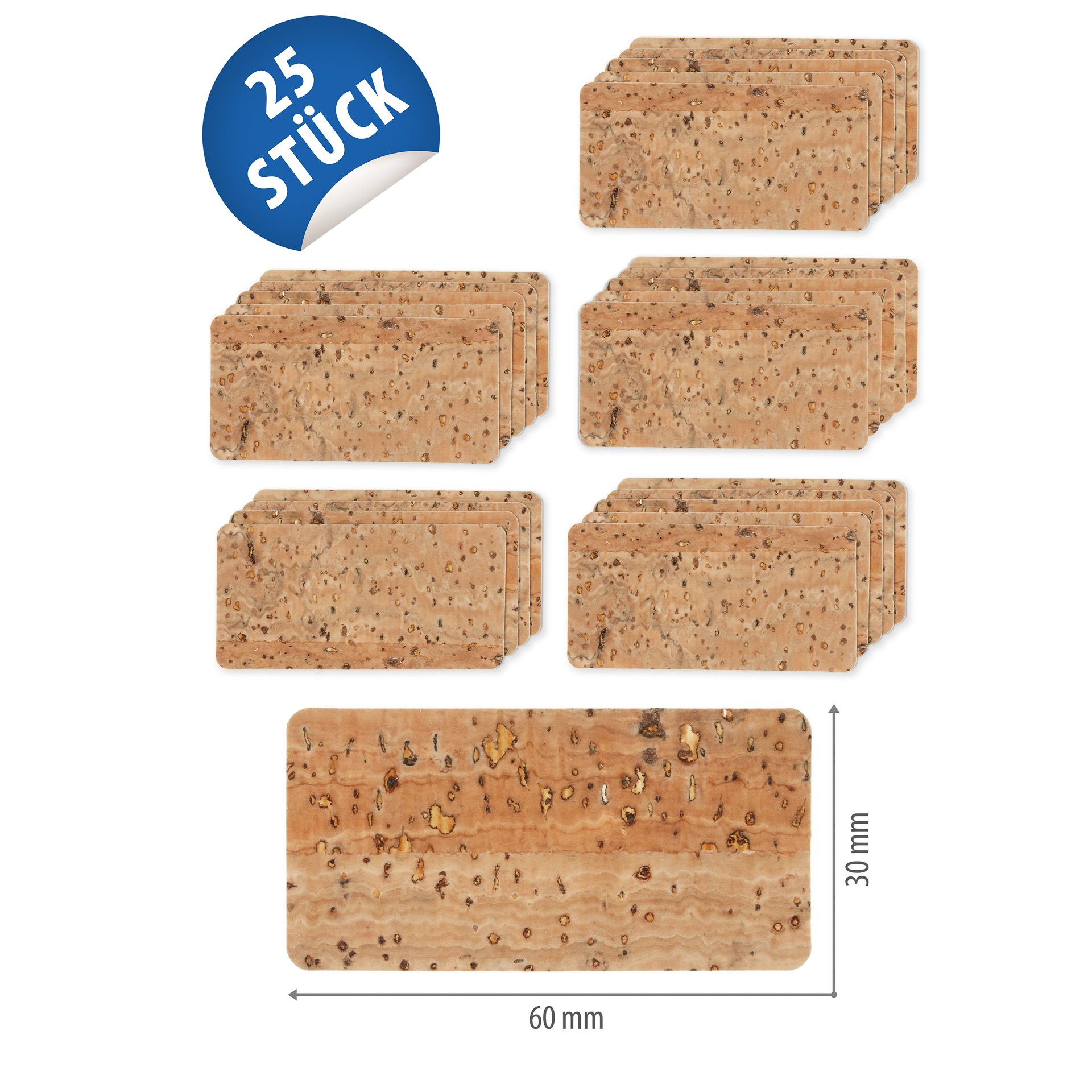 Kork-Etikett 6 x 3 cm, 25 Stück