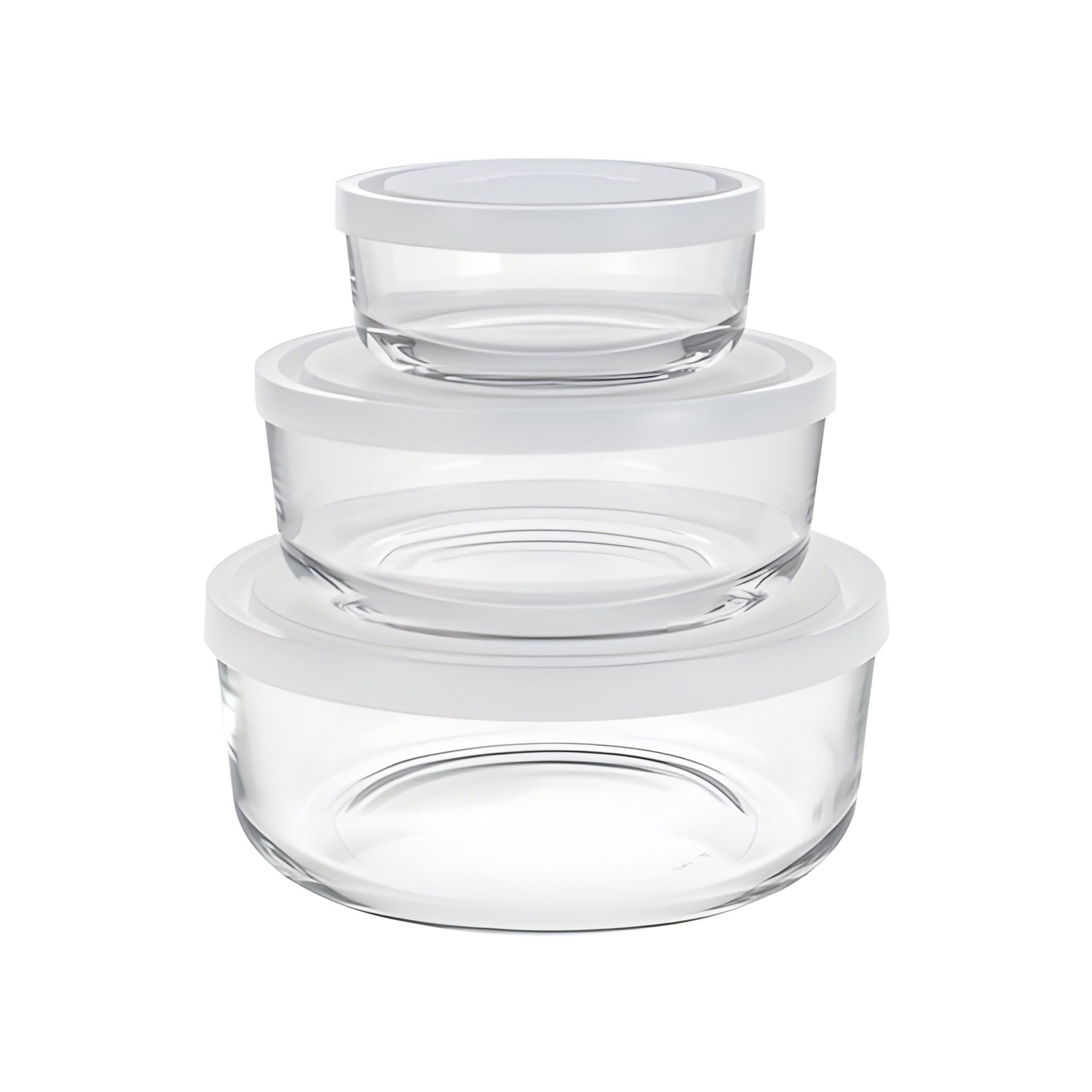 Glasschale 'Igloo' mit Deckel, weiß, 3er Set - 2. WAHL