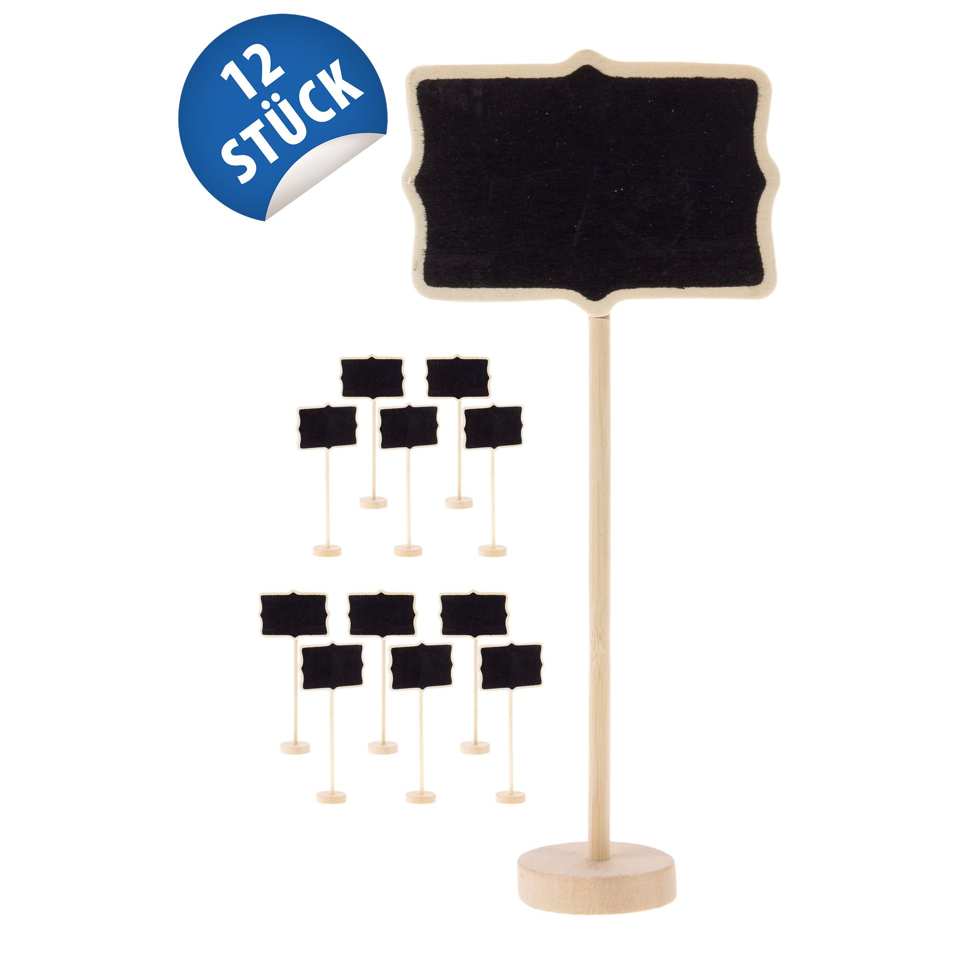 Holztafel mit Standfuß, schwarz, 12er Pack