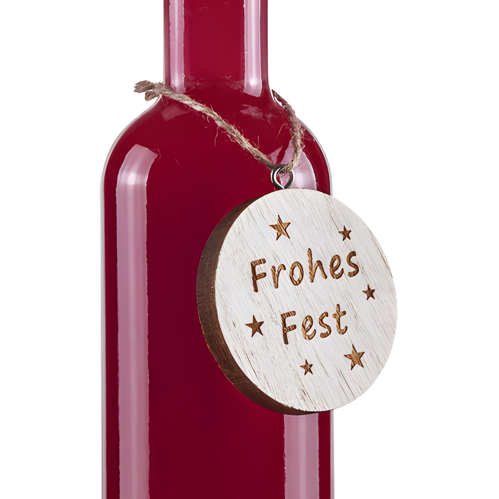Holzanhänger 'Frohes Fest', 6 cm weiß, 2 Stück