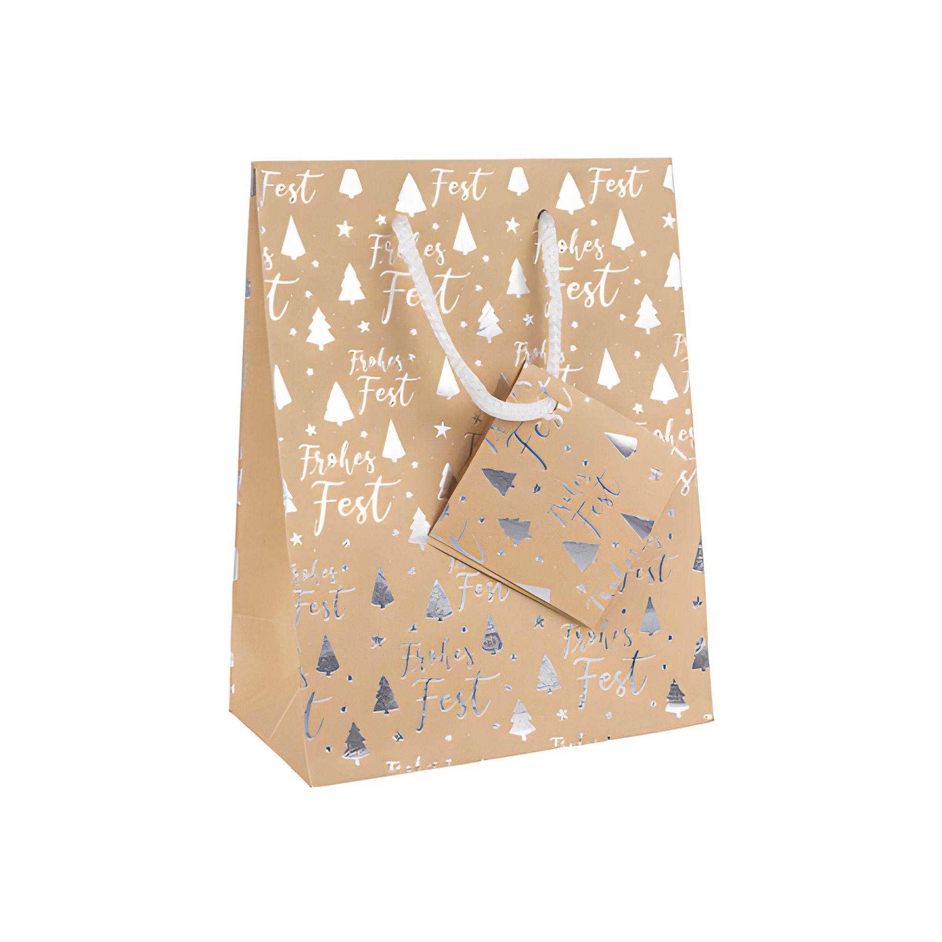 Geschenktüte 'Frohes Fest' silber, klein