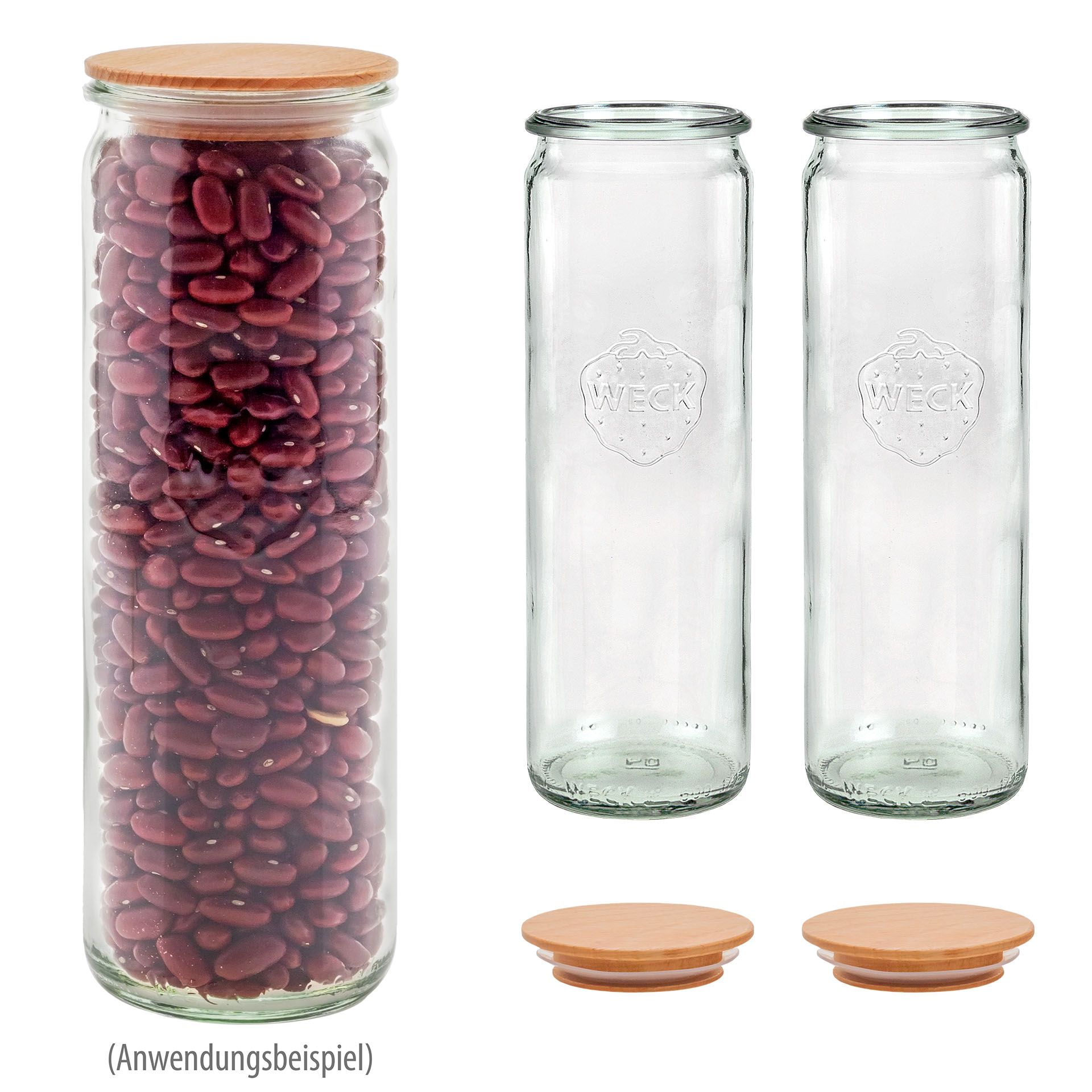 WECK-Zylinderglas  600 ml mit Holzdeckel, 3er Set