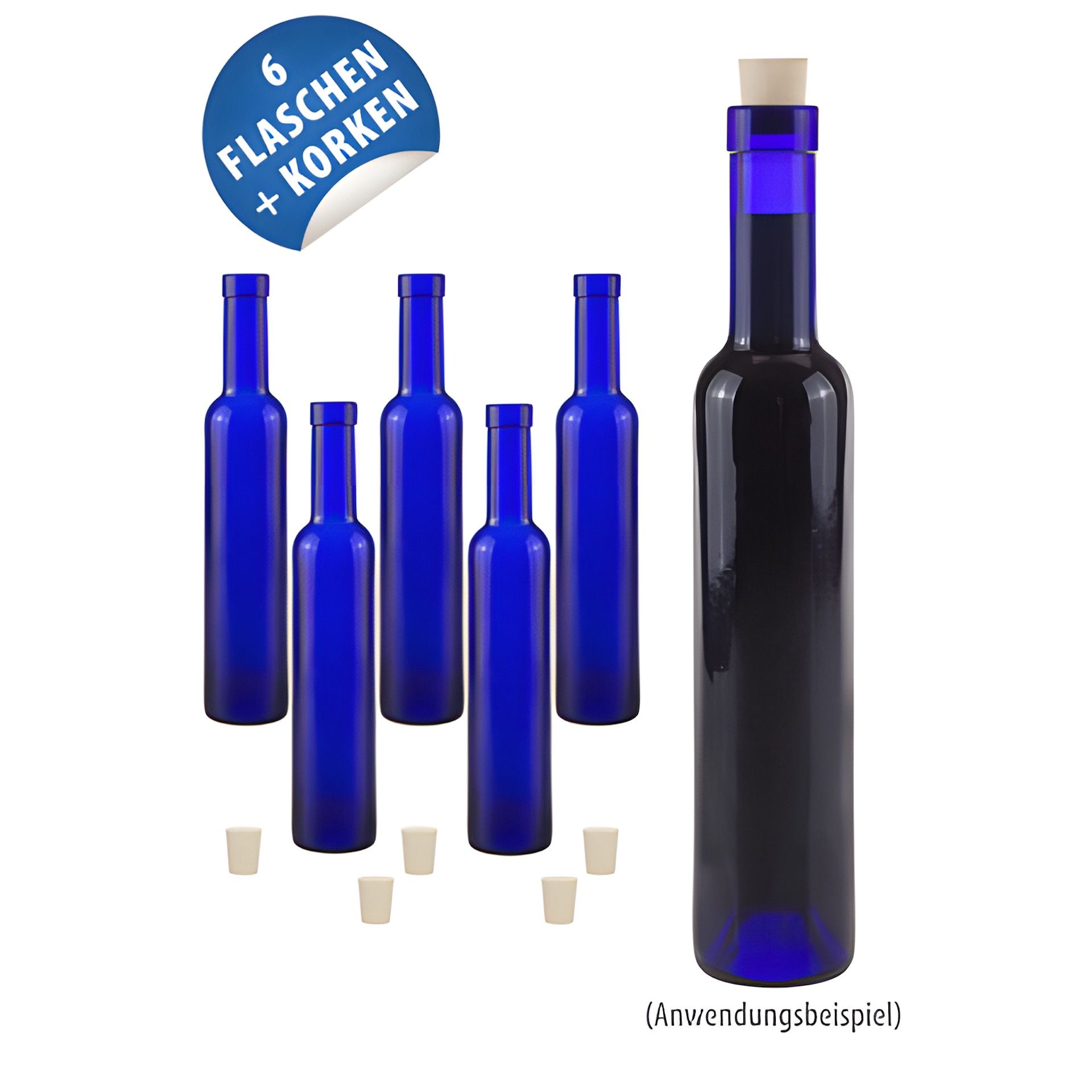 Blaue Flasche 200 ml, 6er Set