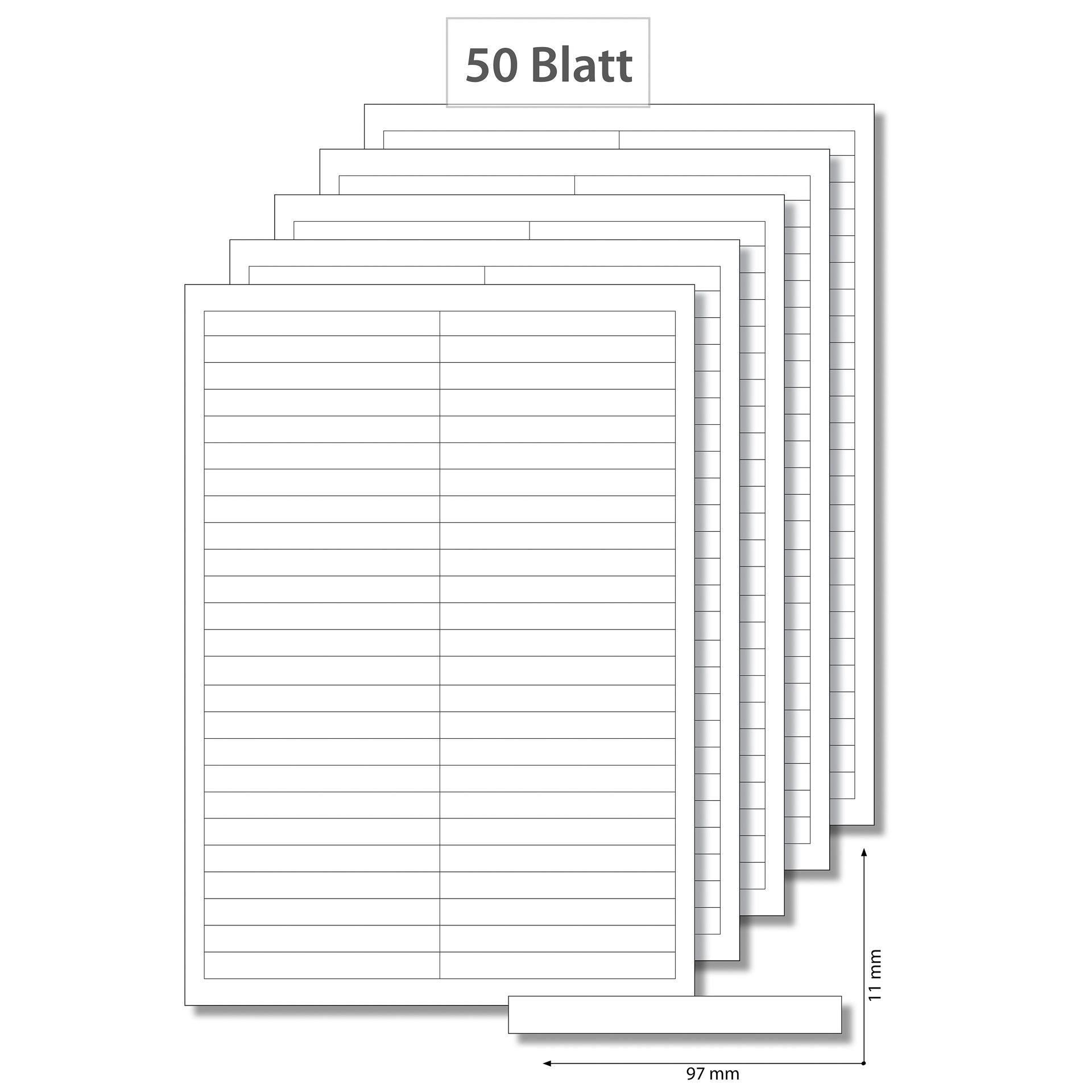 Siegeletiketten 97 x 11 mm weiß - 50 Blatt A4