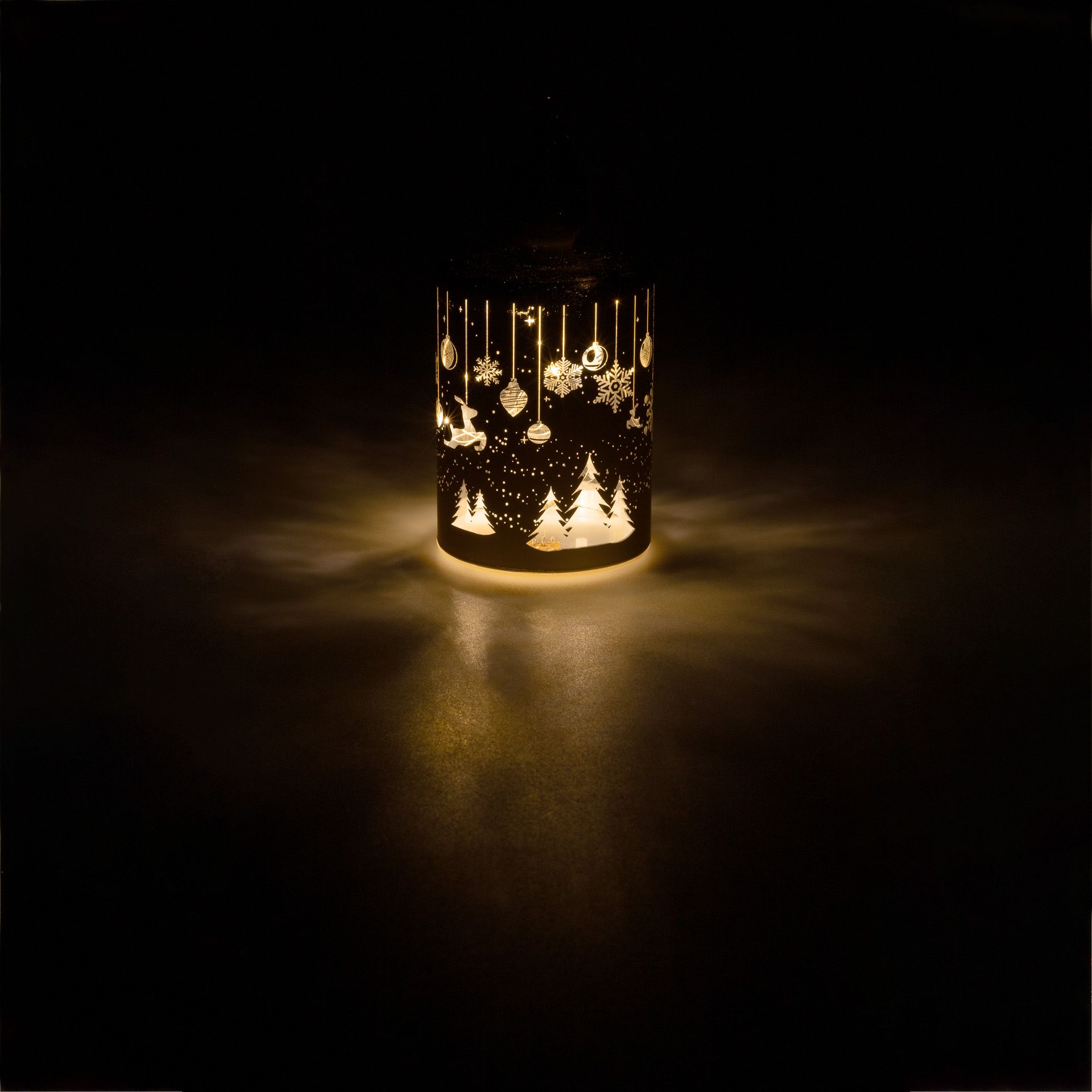 LED-Licht 'Kerze mit Weihnachtsmotiven' 15 cm, gold, 10 LEDs