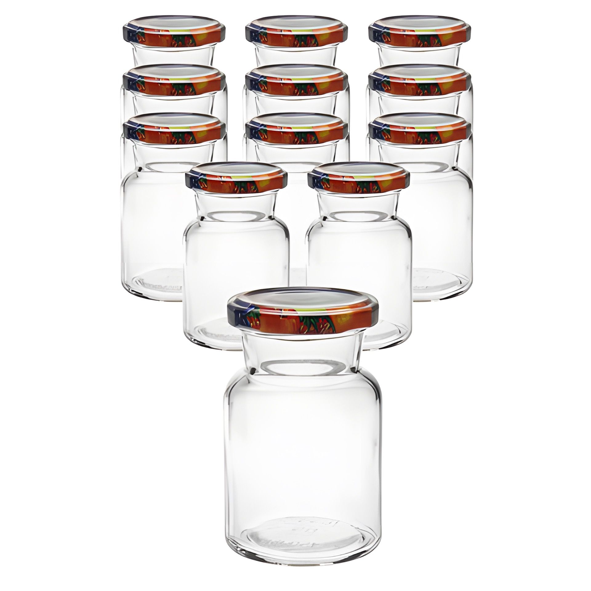 12er Set Rundglas 150 ml mit Deckel Obstdekor