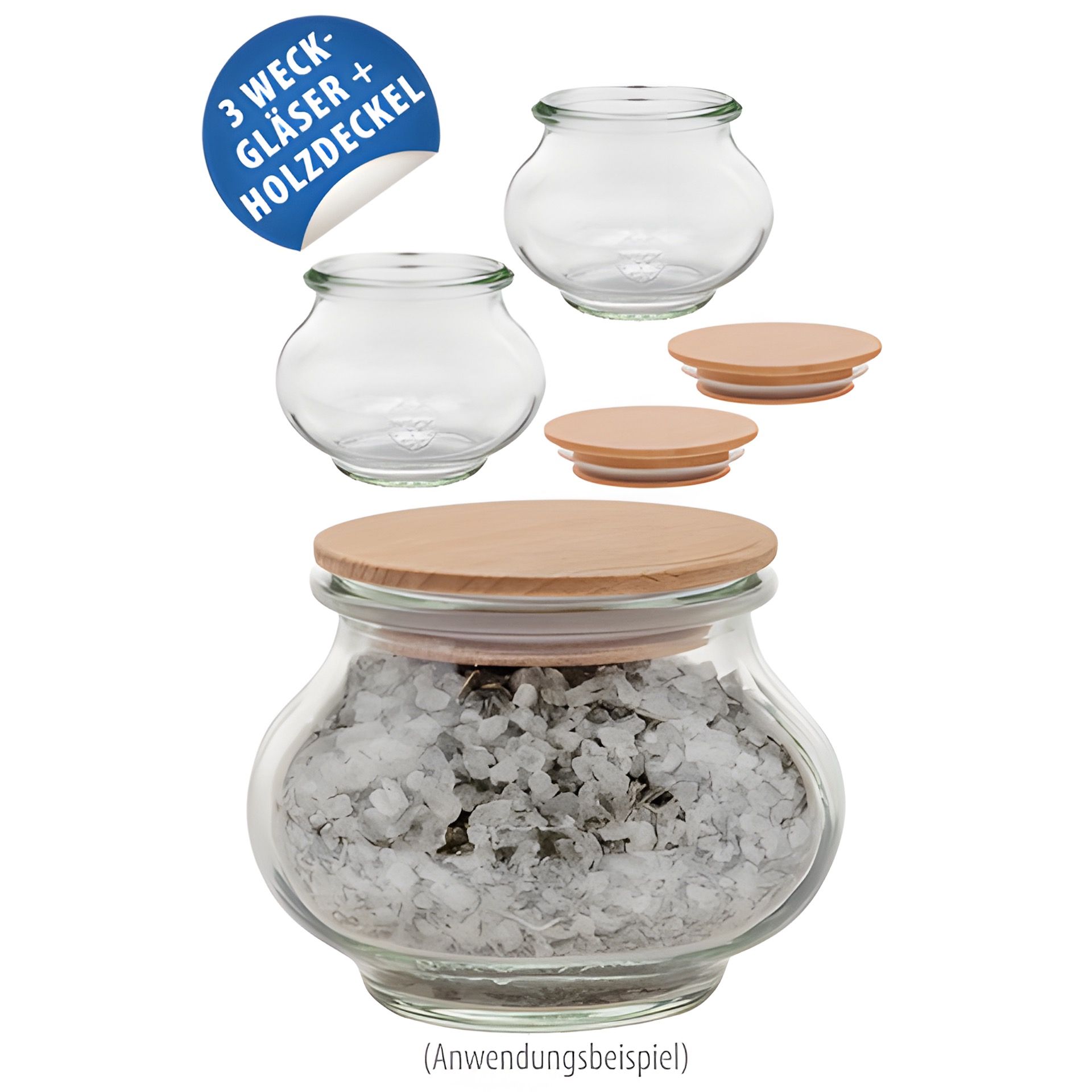 WECK-Schmuckglas  220 ml mit Holzdeckel, 3er Set