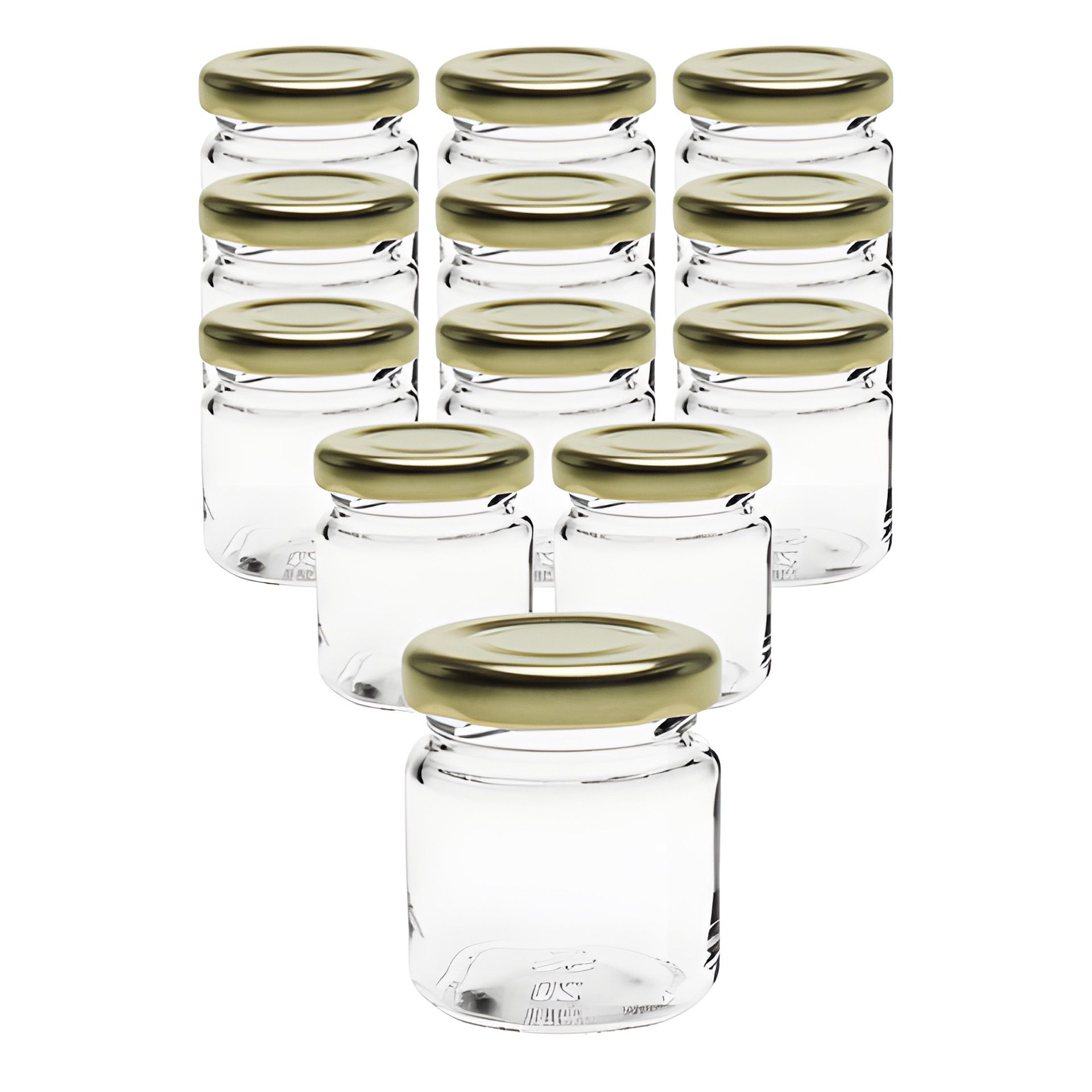 12er Set Rundglas 53 ml mit Deckel gold