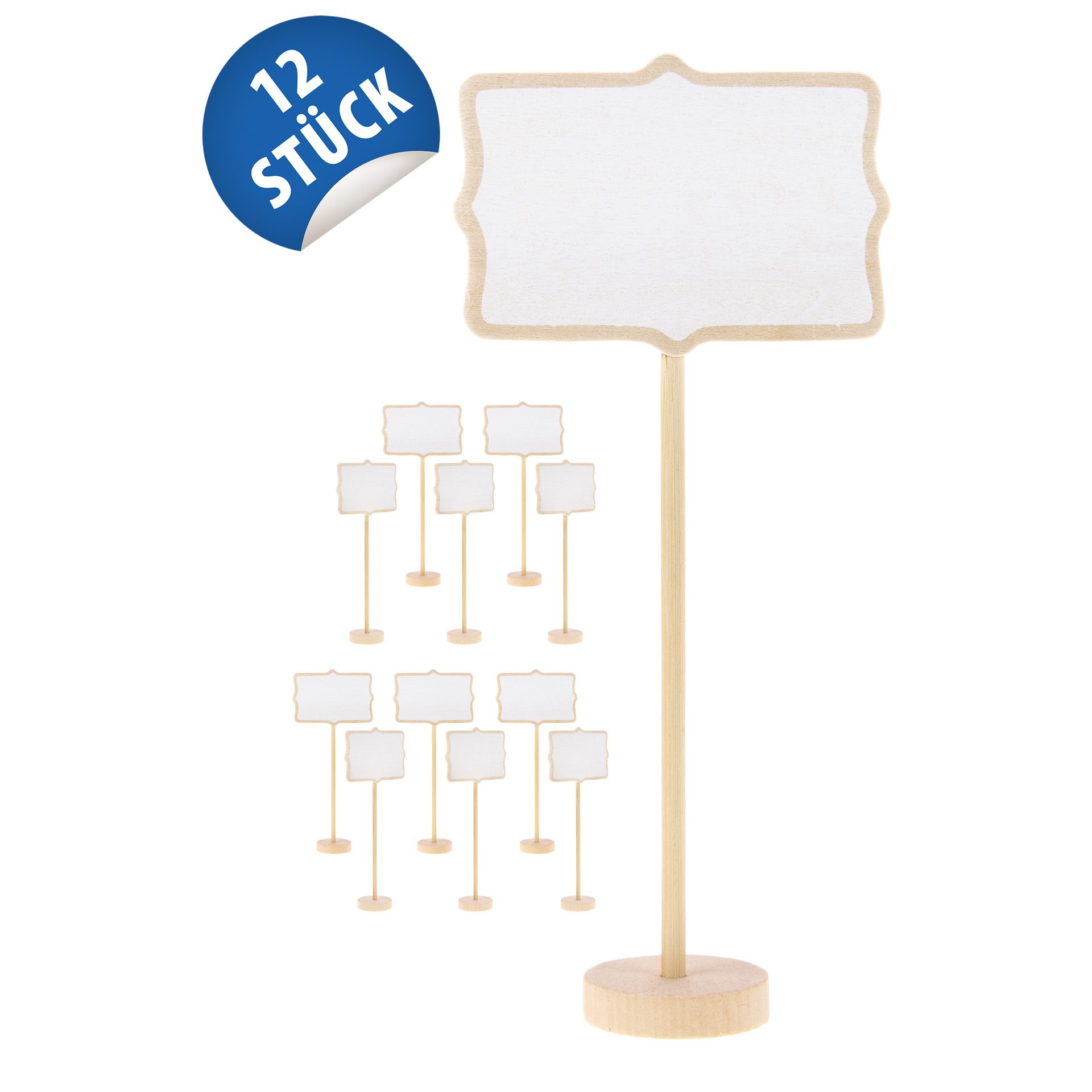 Holztafel mit Standfuß, weiß, 12er Pack