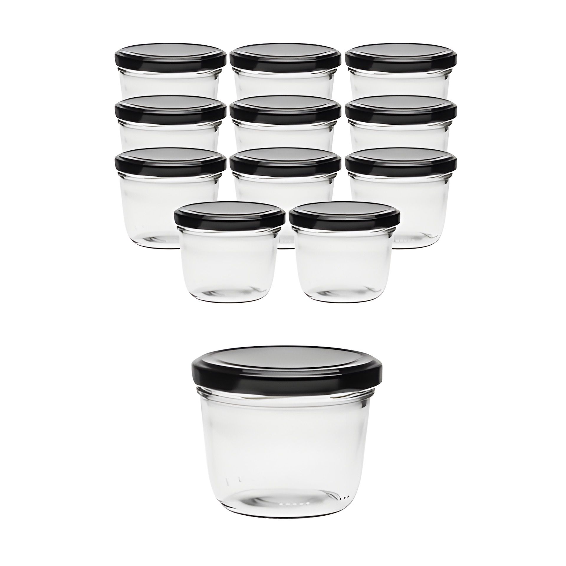 12er Set Sturzglas 230 ml mit Deckel schwarz