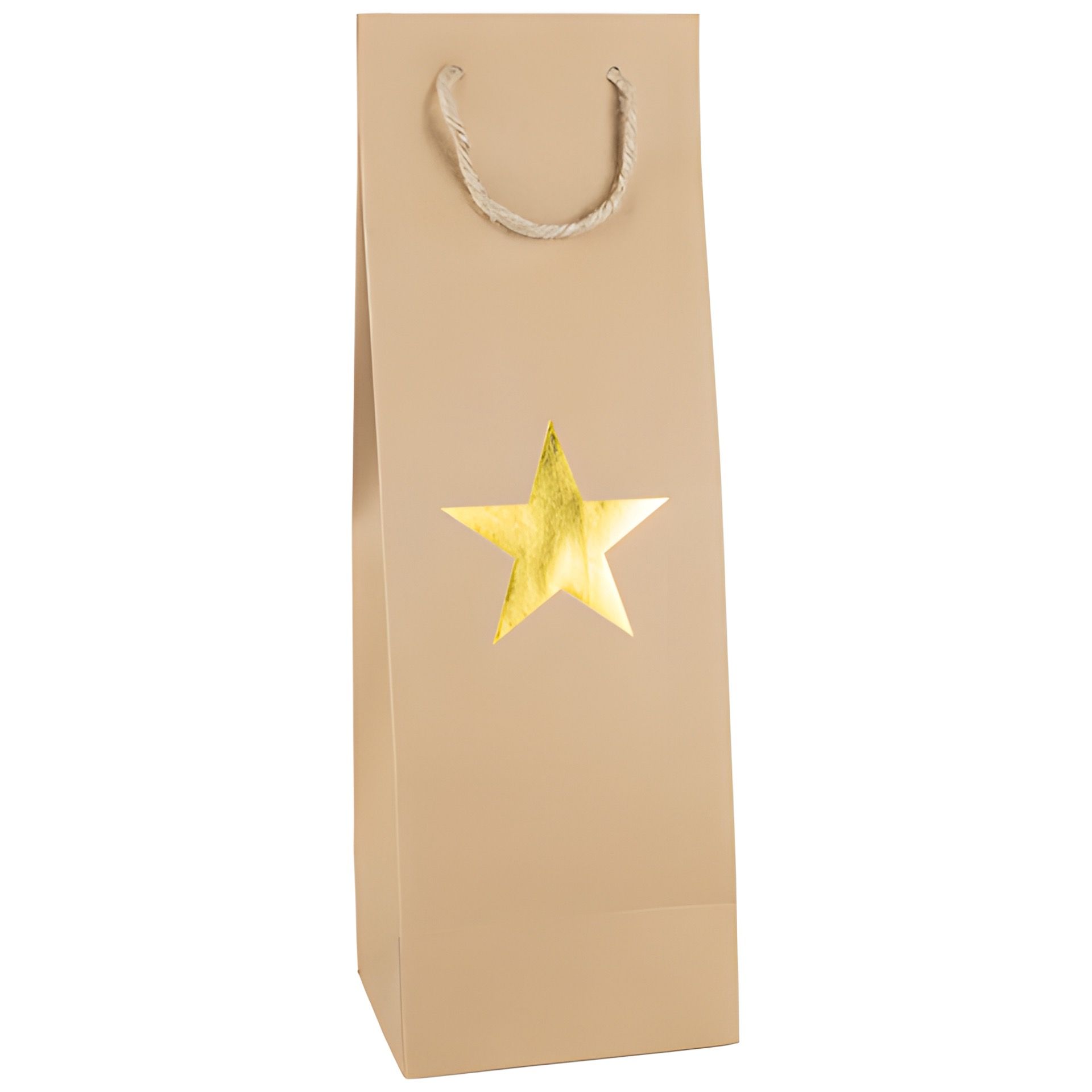 Flaschentasche 'Stern' gold metallic, 12 x 10 x 36 cm