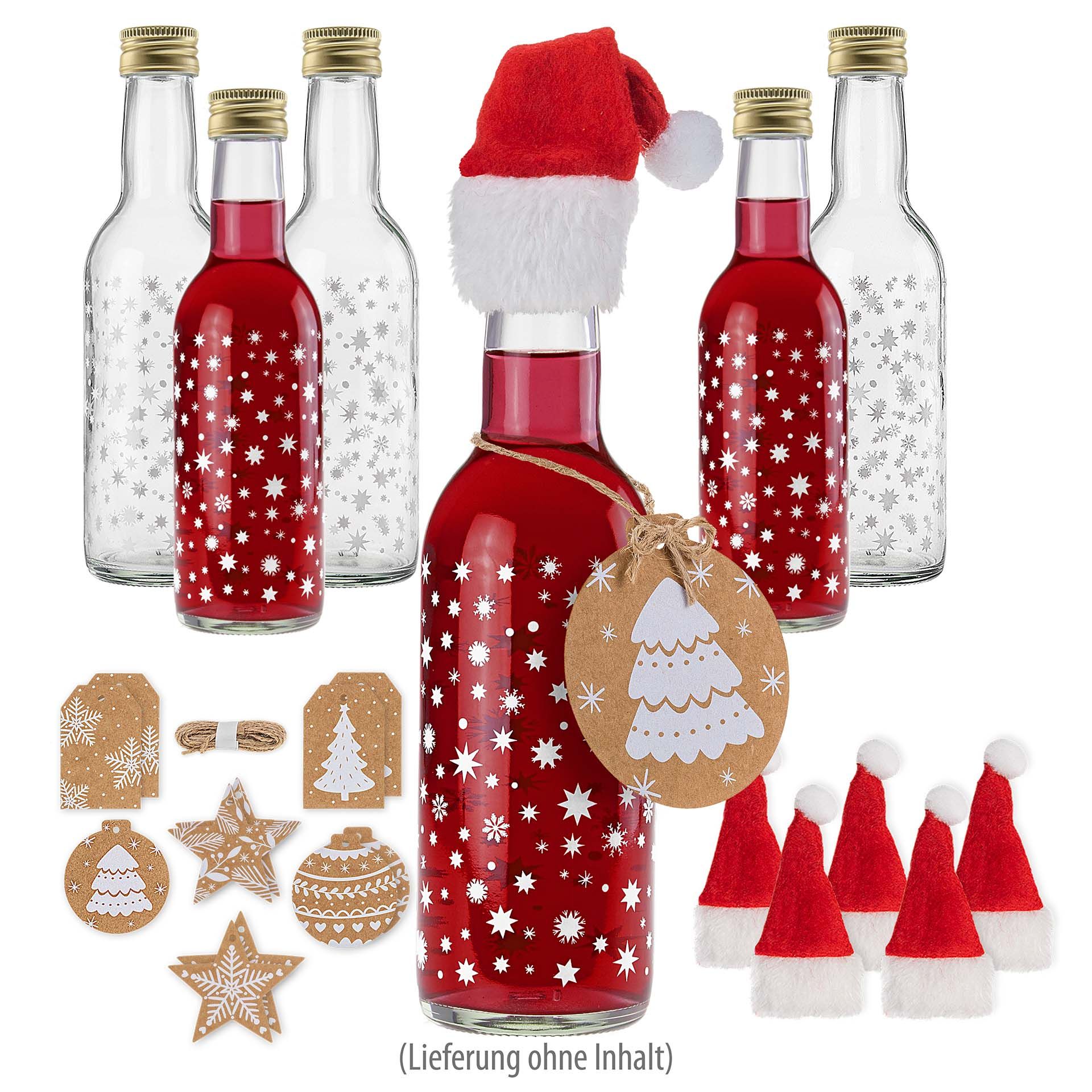 Weihnachtsflasche 'Sterne', 6er Set