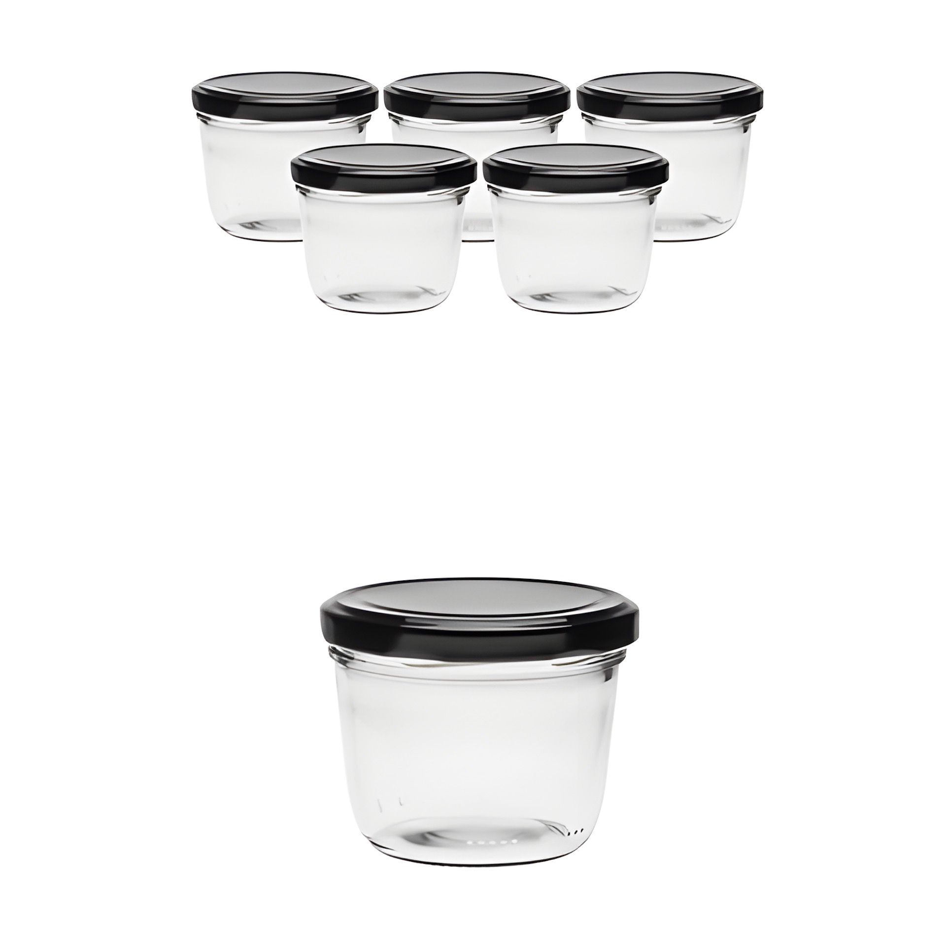 6er Set Sturzglas 230 ml mit Deckel schwarz