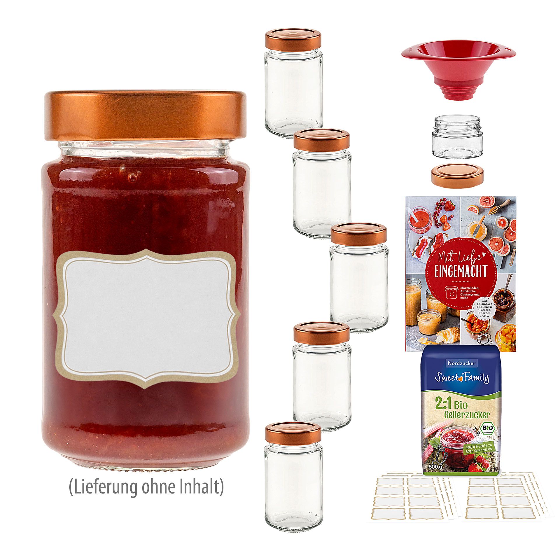 Marmeladengläser Deep kupfer, 6er Einsteiger Set mit Buch