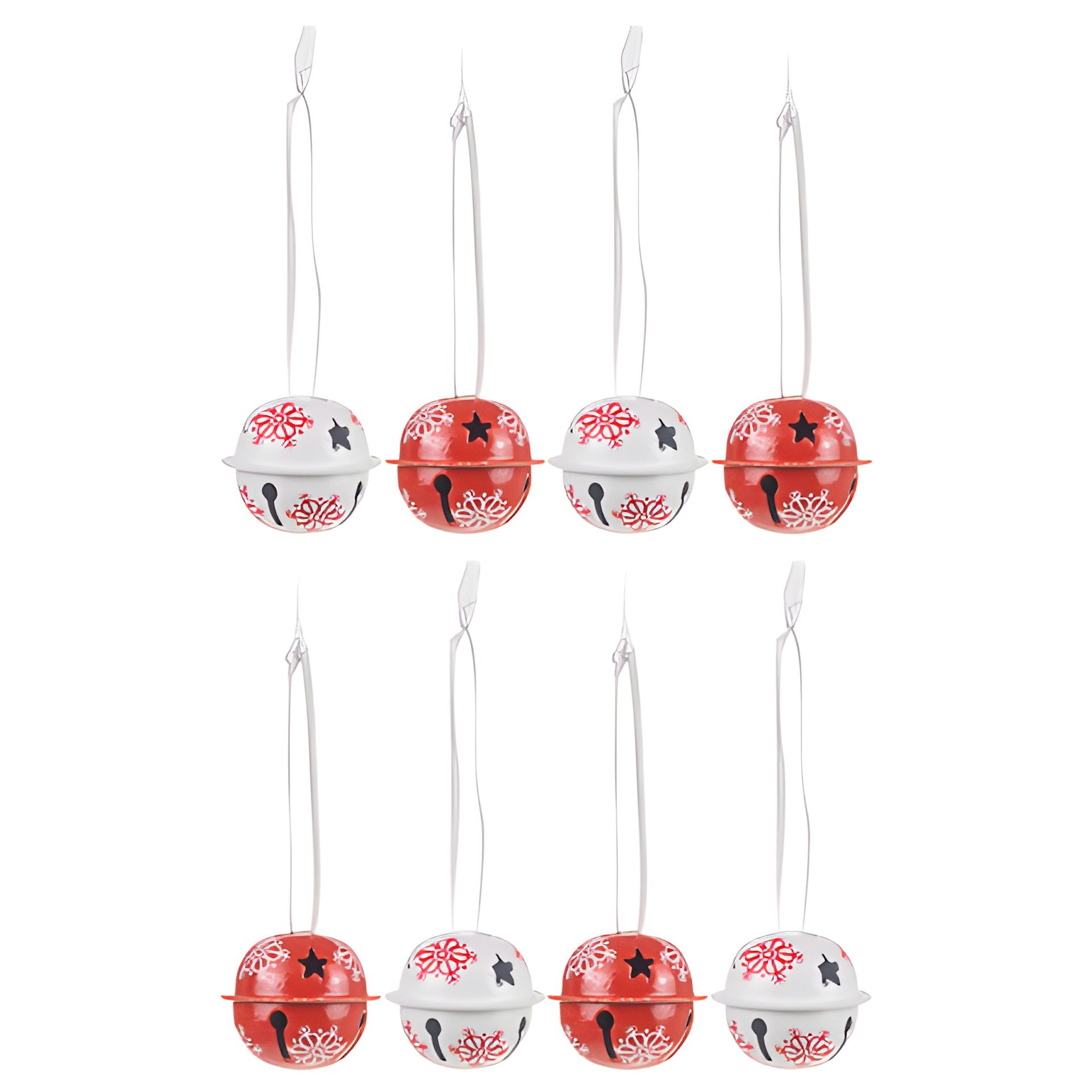 Metallanhänger 'Glöckchen', rot/weiß, 8 Stück