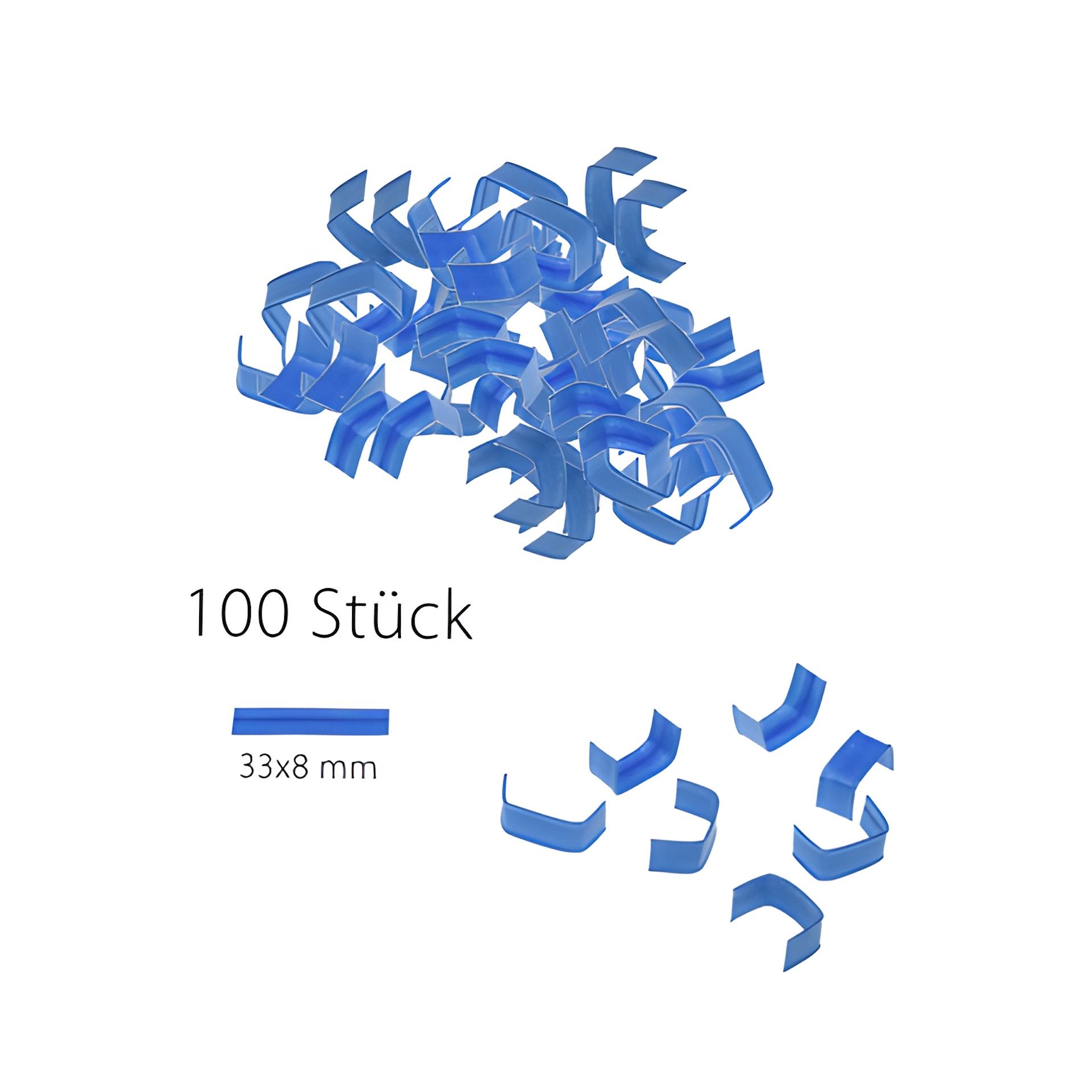 U-Clips 33 x 8 mm blau, 100 Stück
