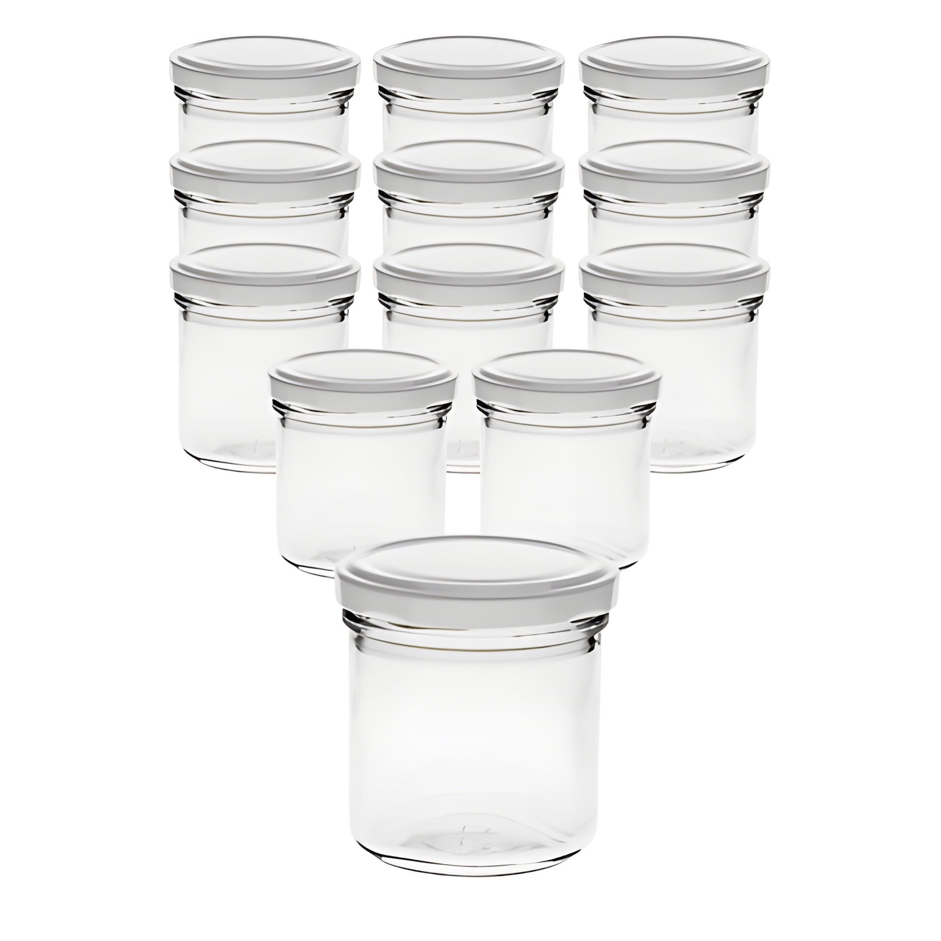 12er Set Sturzglas 167 ml mit Deckel weiß