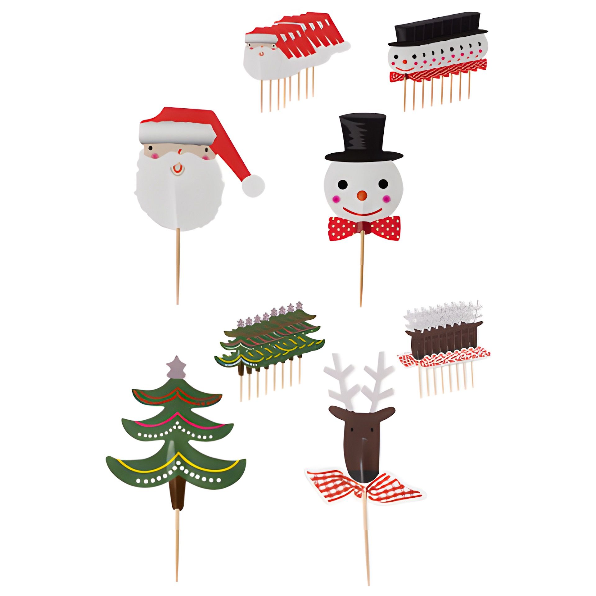 Cocktailstäbchen aus Bambus 'Weihnachtsmotive', 36 Stück