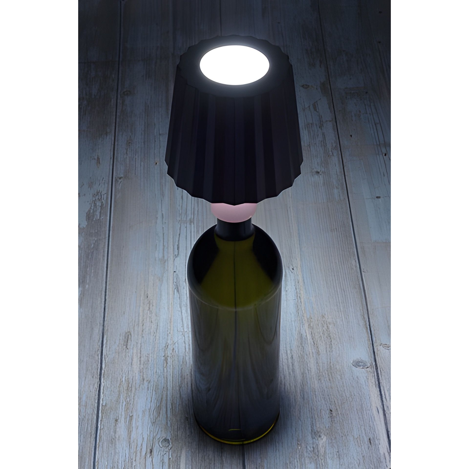 LED Flaschenlampe mit Touchfunktion, Akku und USB, rosé