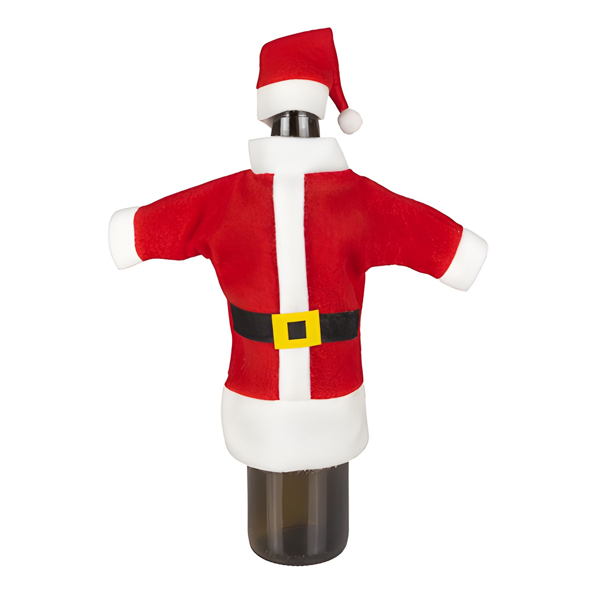 Flaschenverkleidung 'Weihnachtsmann-Mantel mit Mütze'