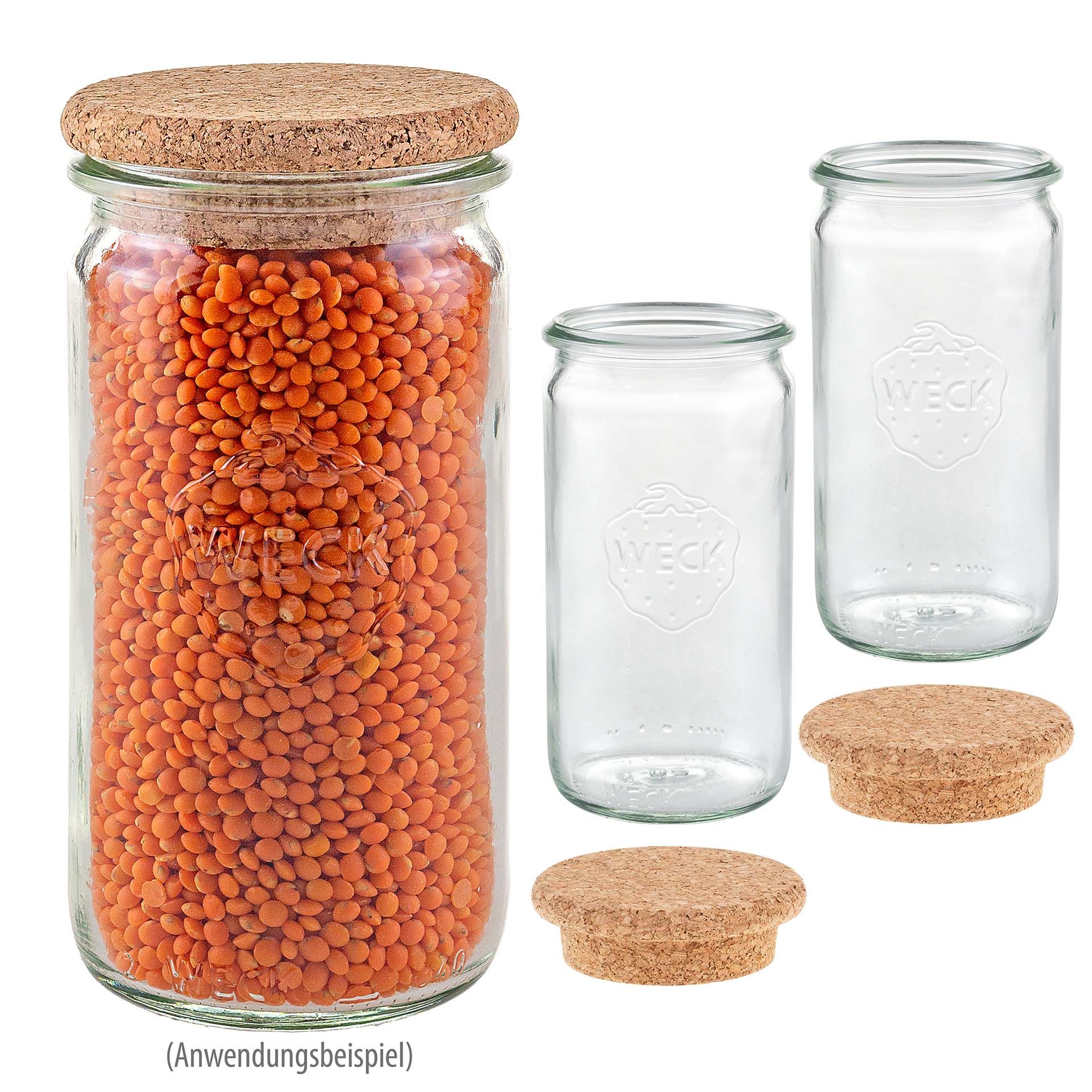 WECK-Zylinderglas  340 ml mit Pilzkorken, 3er Set